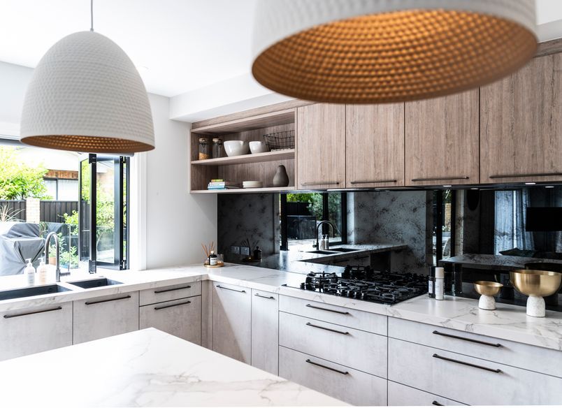 Grey Antique Splashback and Bar