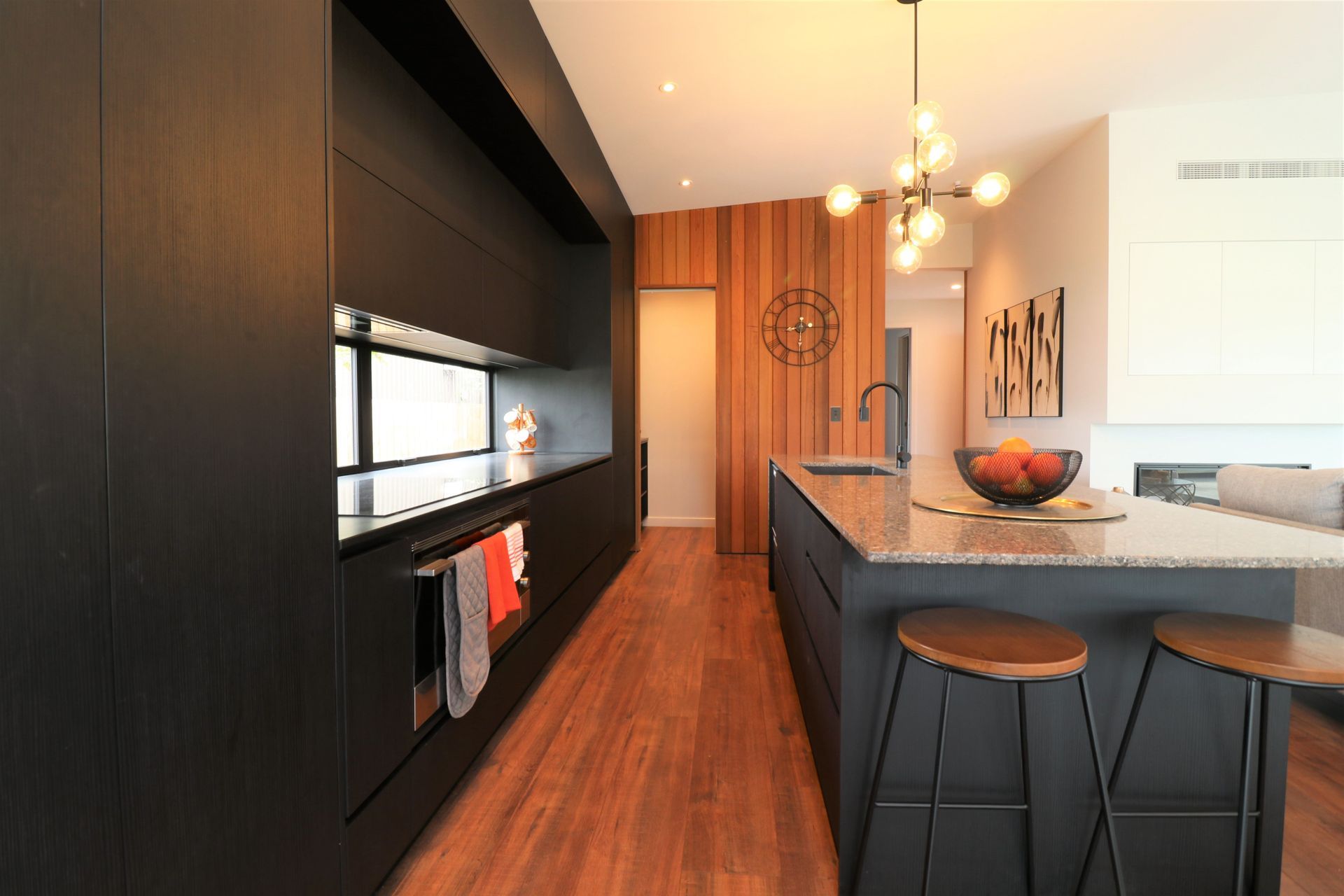 Black Grained Cabinetry with Tongue and Groove Feature