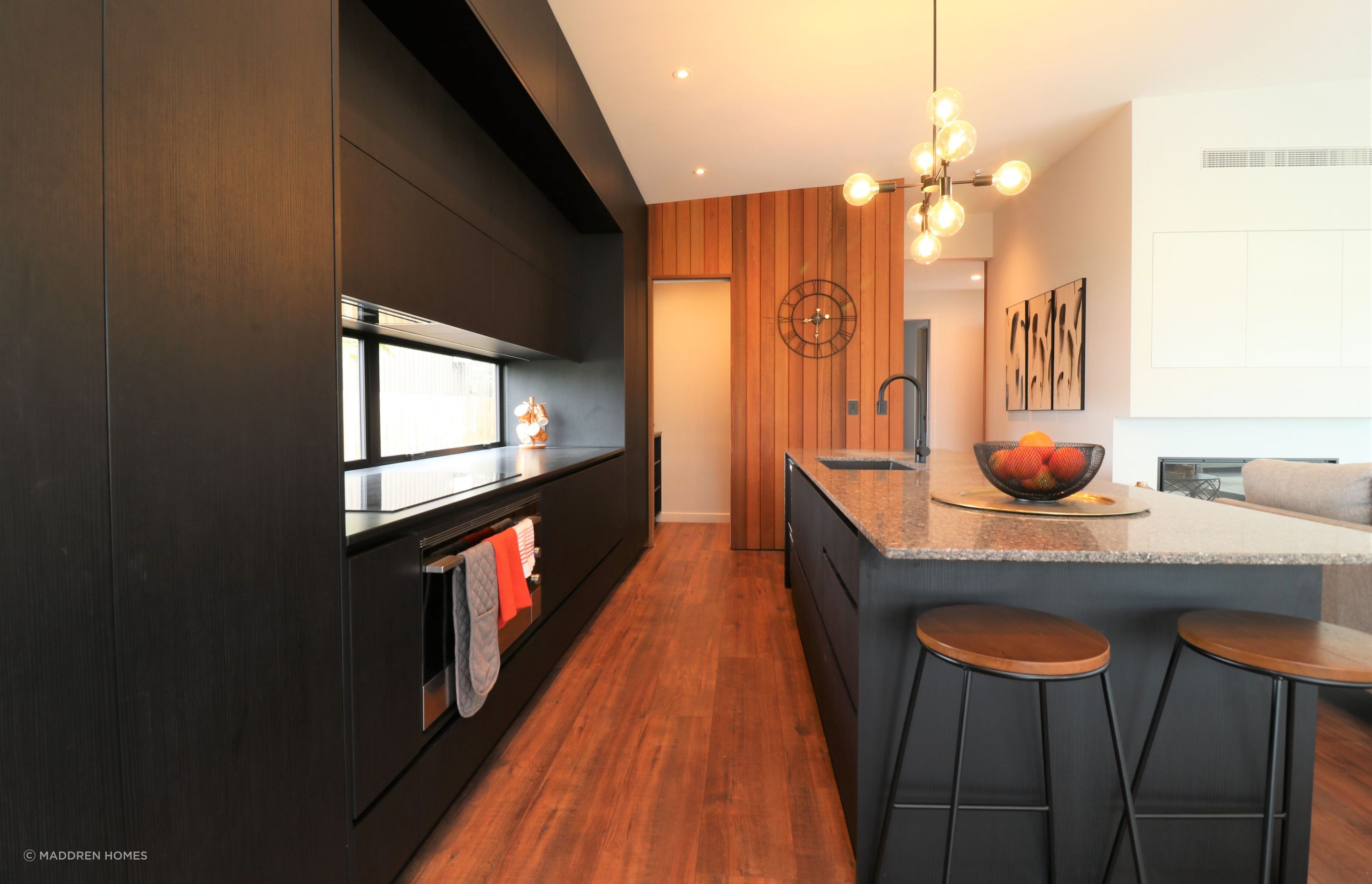 Black Grained Cabinetry with Tongue and Groove Feature