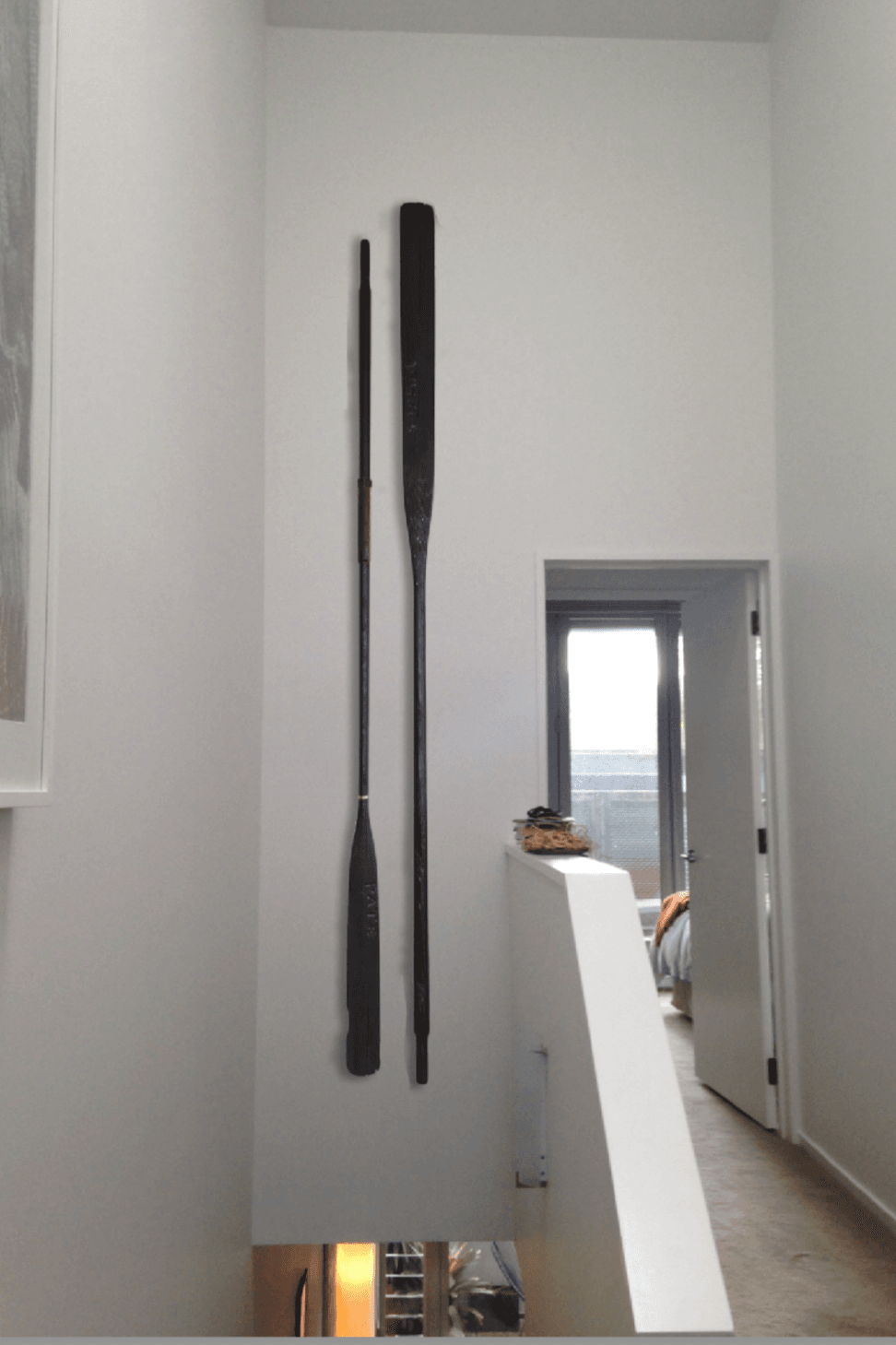 Antique de-commissioned wall hung oars - Sophia Pate 2017.  Private collection Auckland.