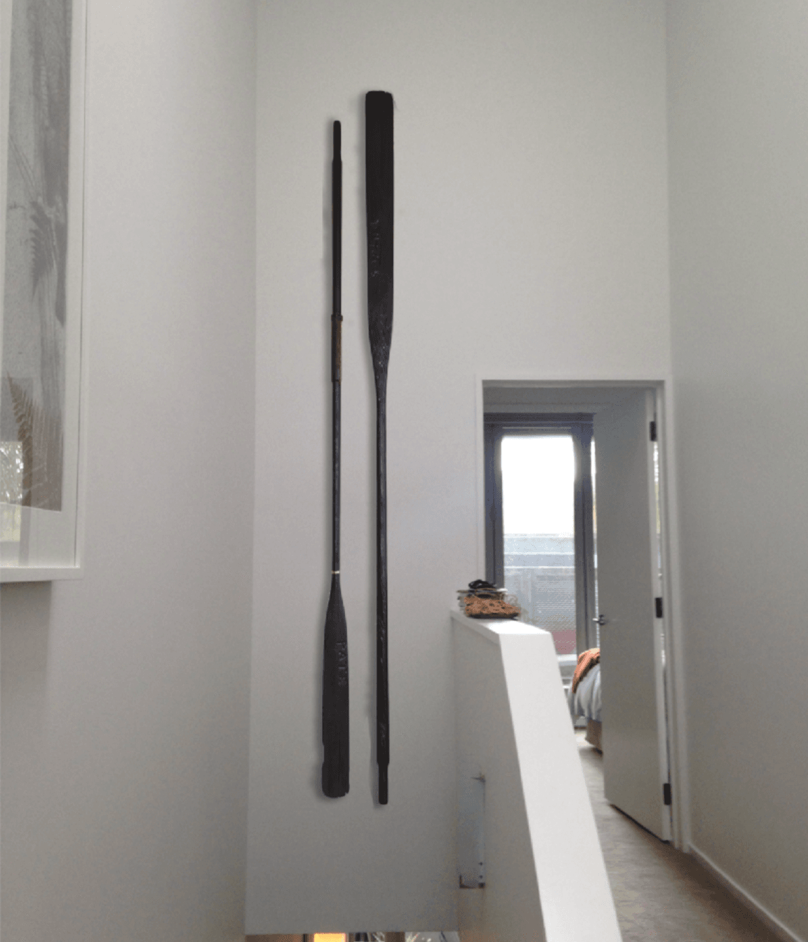 Antique de-commissioned wall hung oars - Sophia Pate 2017.  Private collection Auckland.