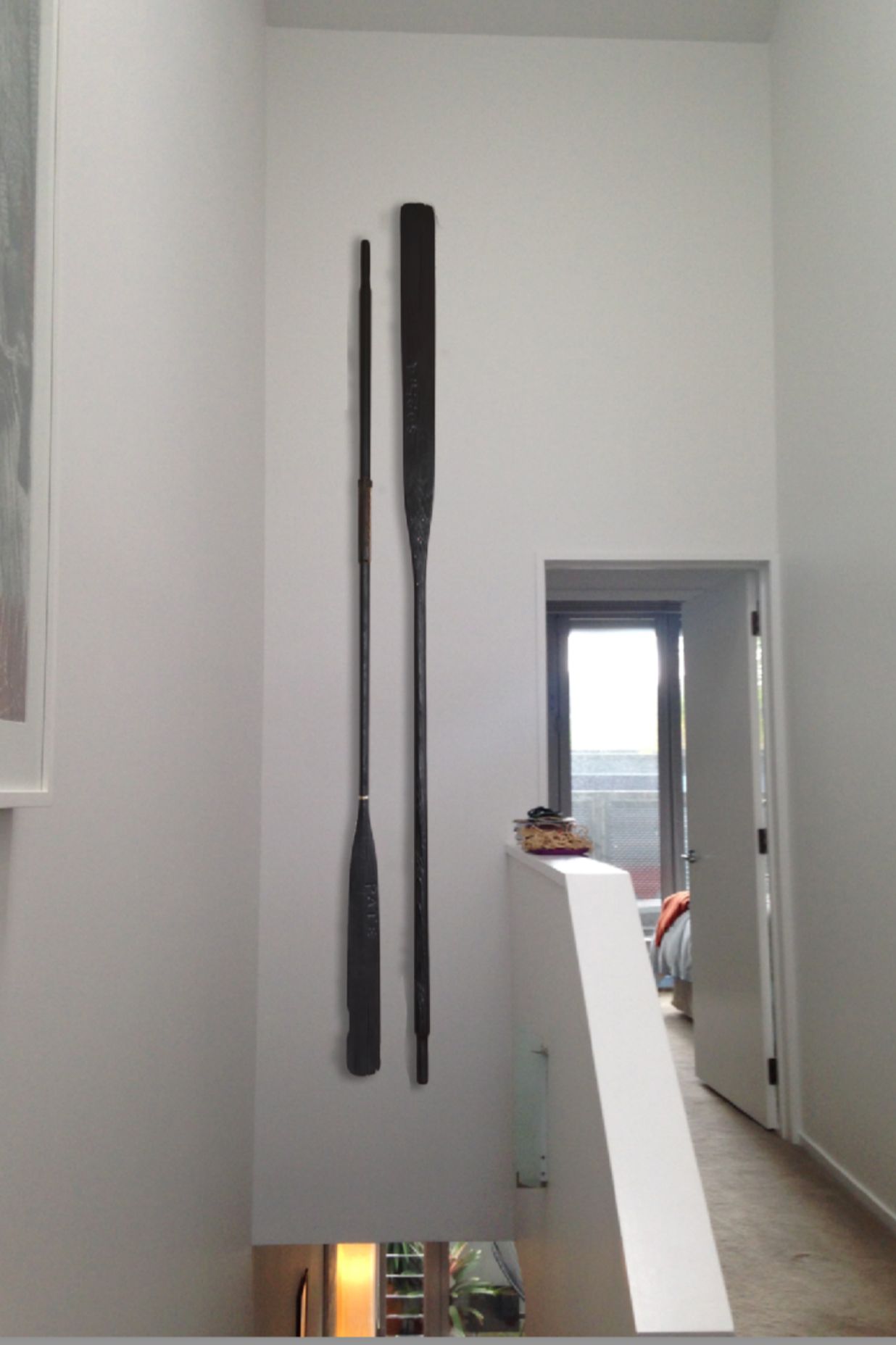 Antique de-commissioned wall hung oars - Sophia Pate 2017. Private collection Auckland.