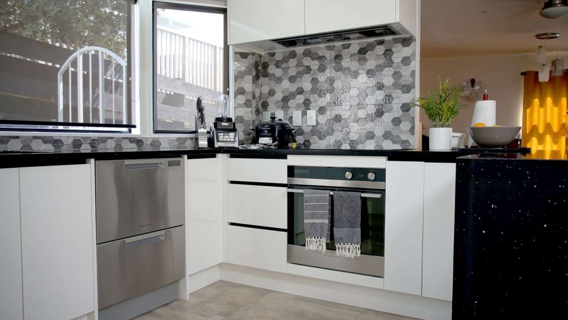 Retro Style Black and White Kitchen banner