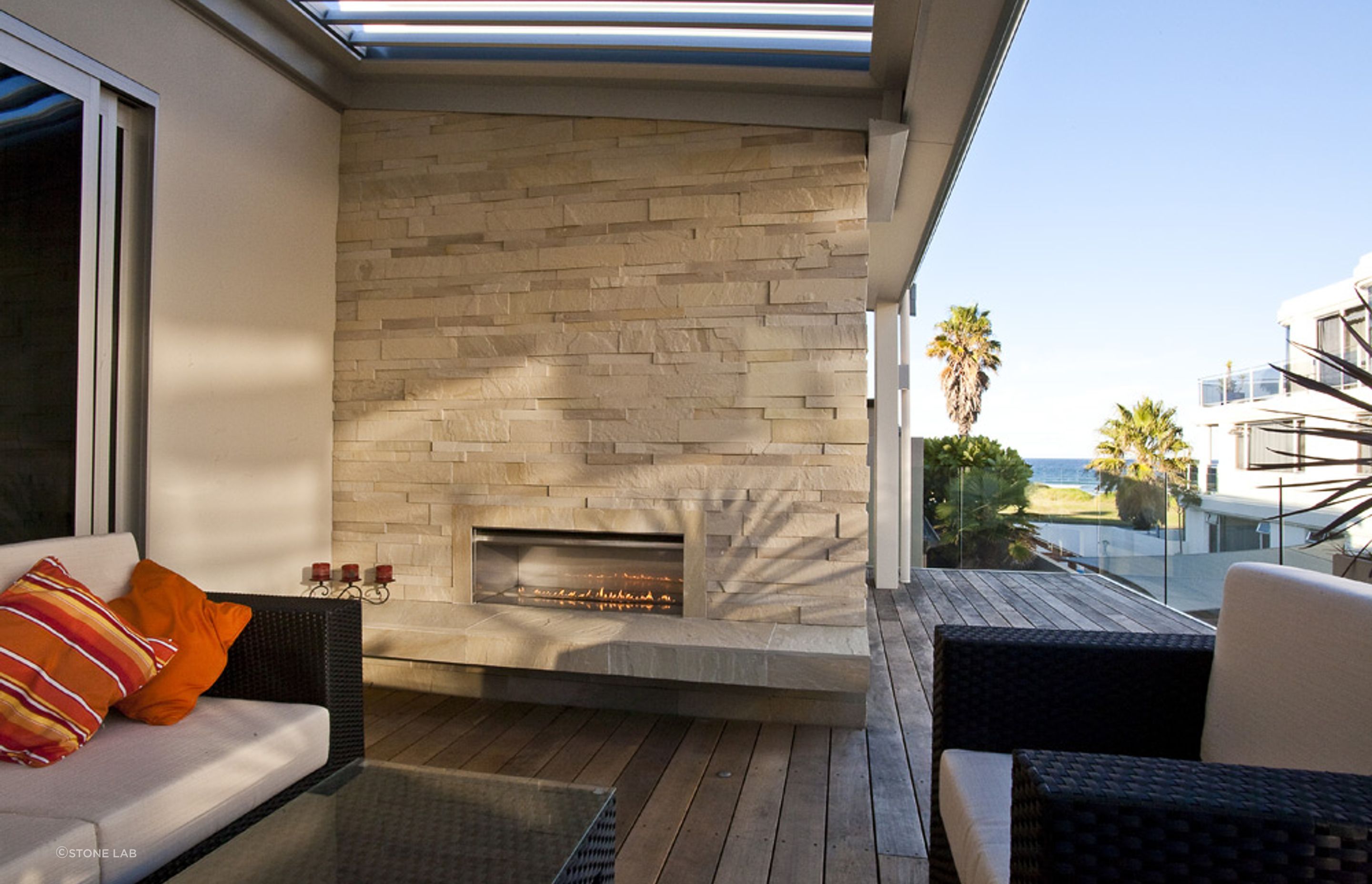 Sandstone fireplace