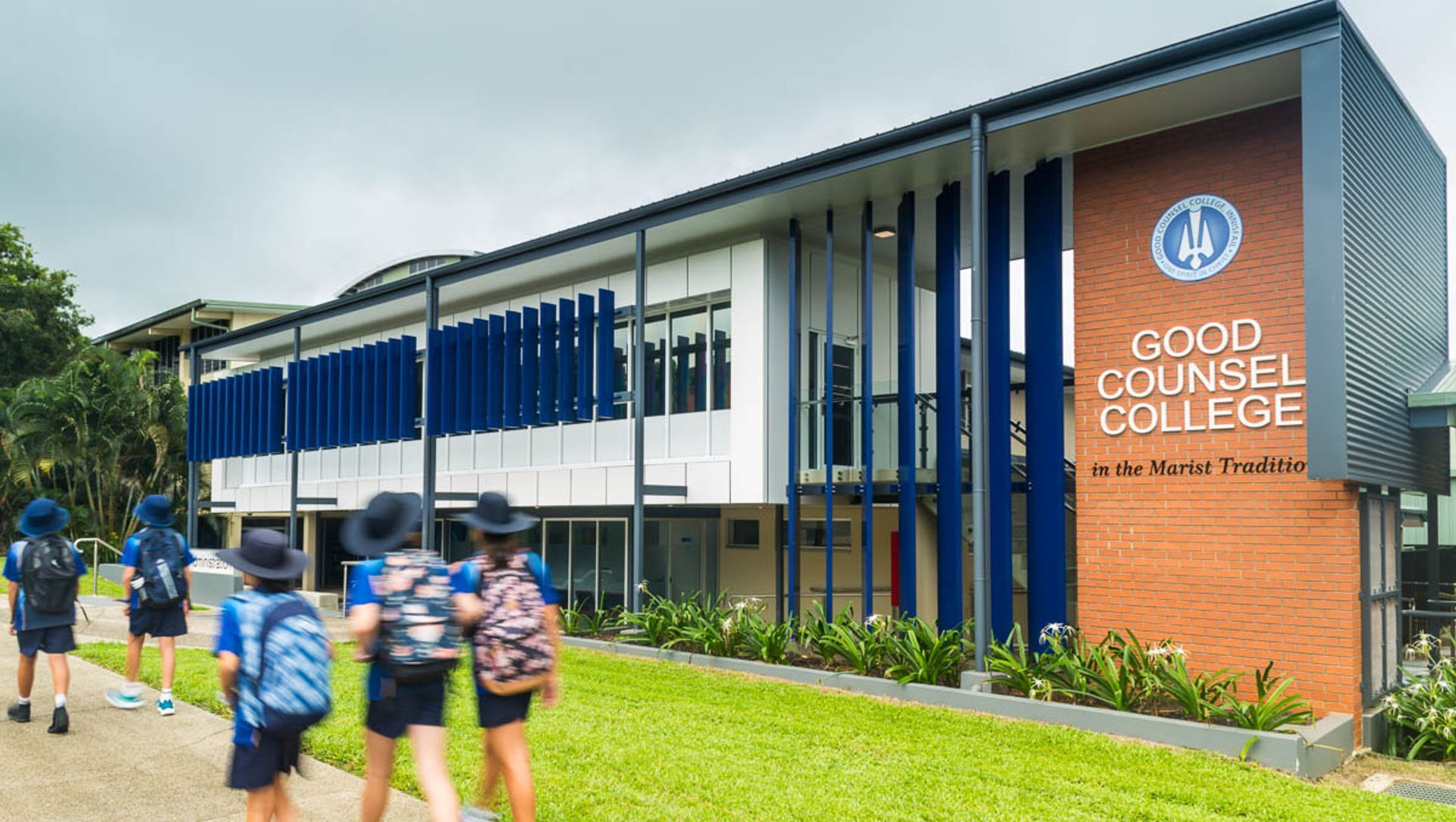 Good Counsel College Administration Building banner