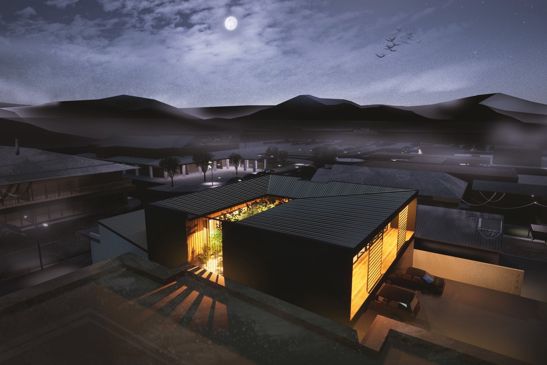 Discover a hidden oasis in the heart to Thames, surrounded by industrial and commercial sites. This single level apartment is designed to sit above an existing commercial building and carpark.