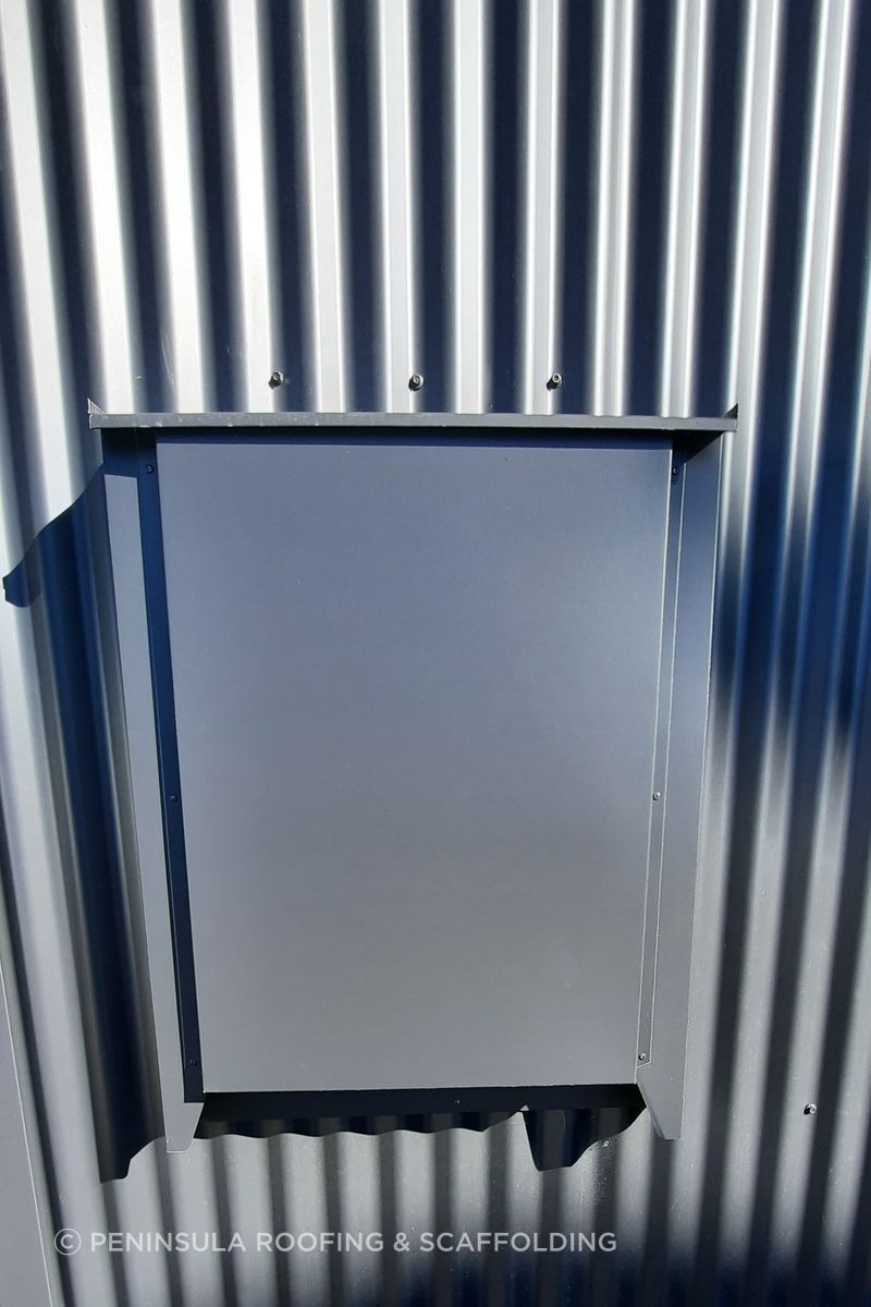 Precise metal folding detail to hide the power box on the visible street side