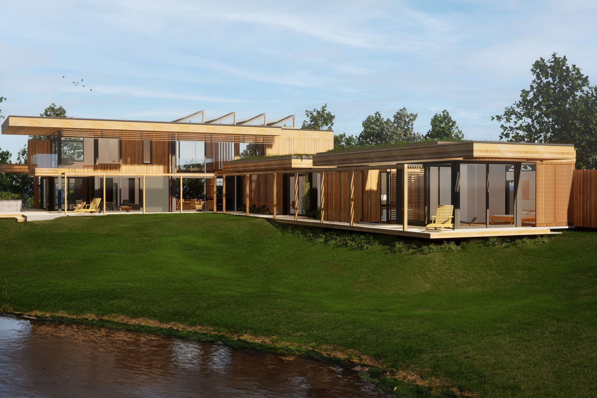 Family home on an enviable site along a stream in Christchurch.
