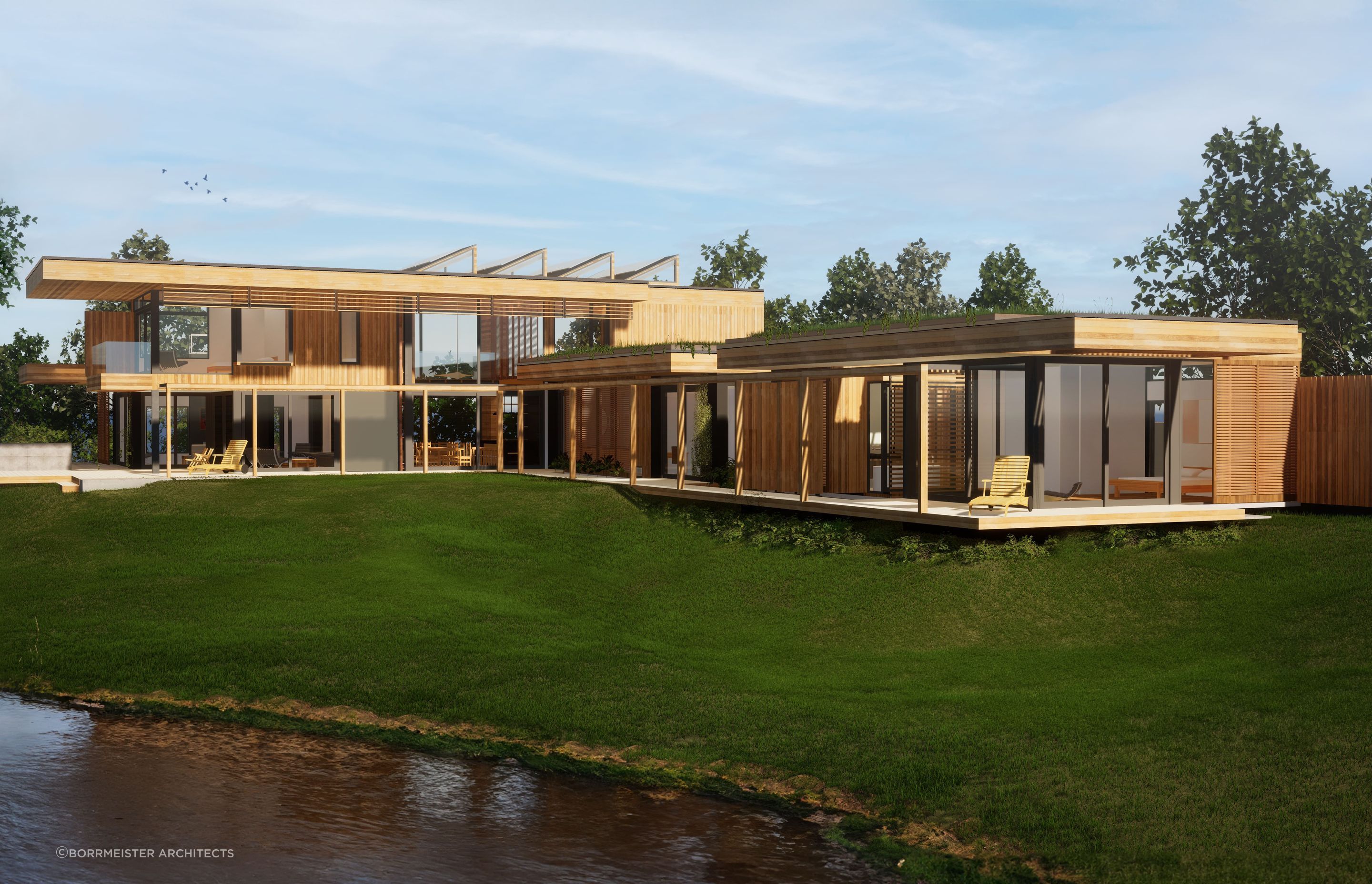 Family home on an enviable site along a stream in Christchurch.