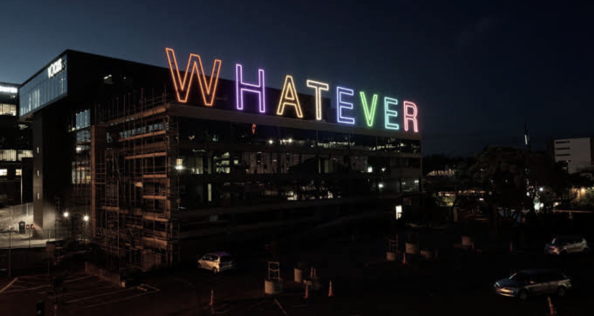 WHATEVER building banner
