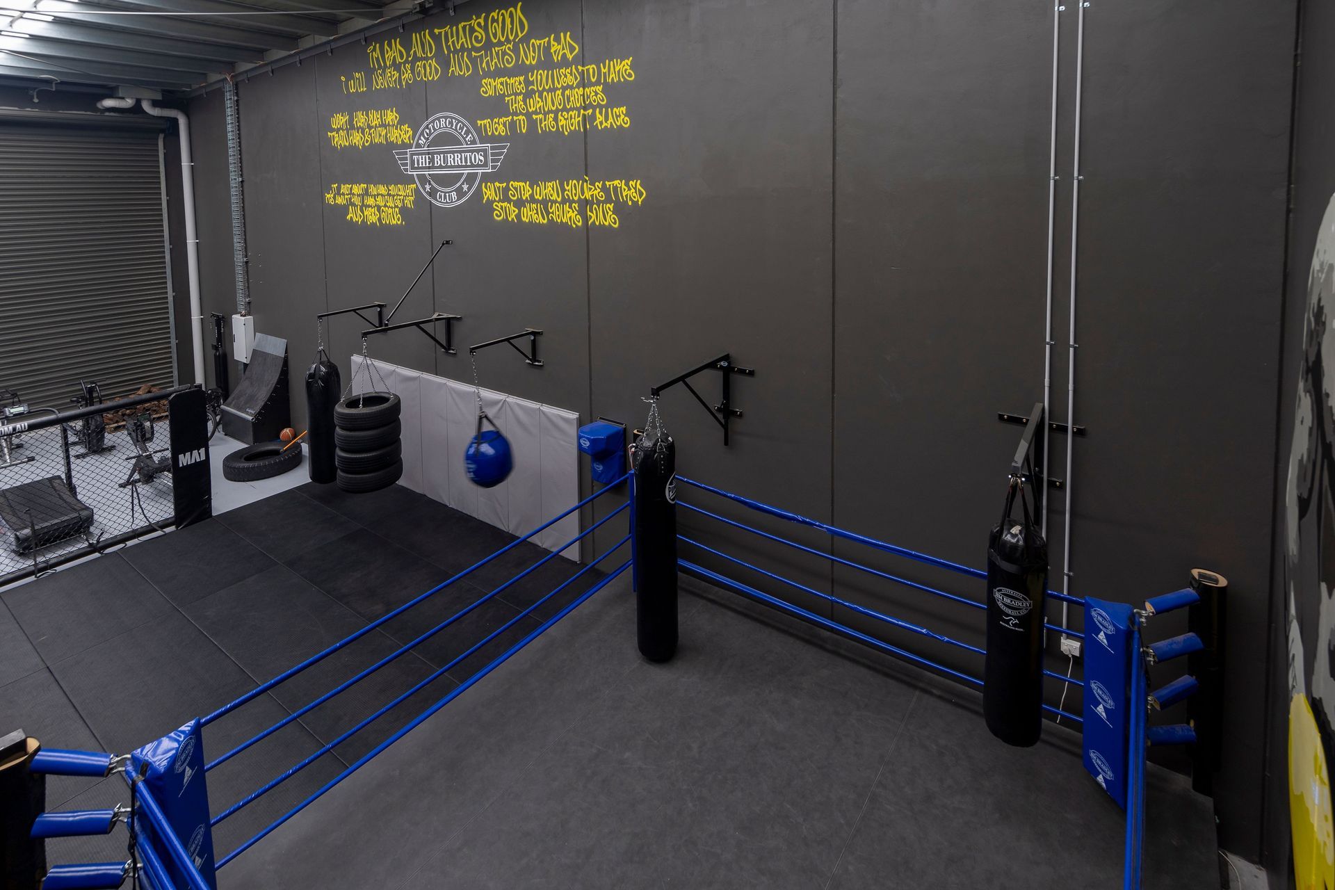 Mezzanine overlooking the massive boxing ring in this Private Boxing Club