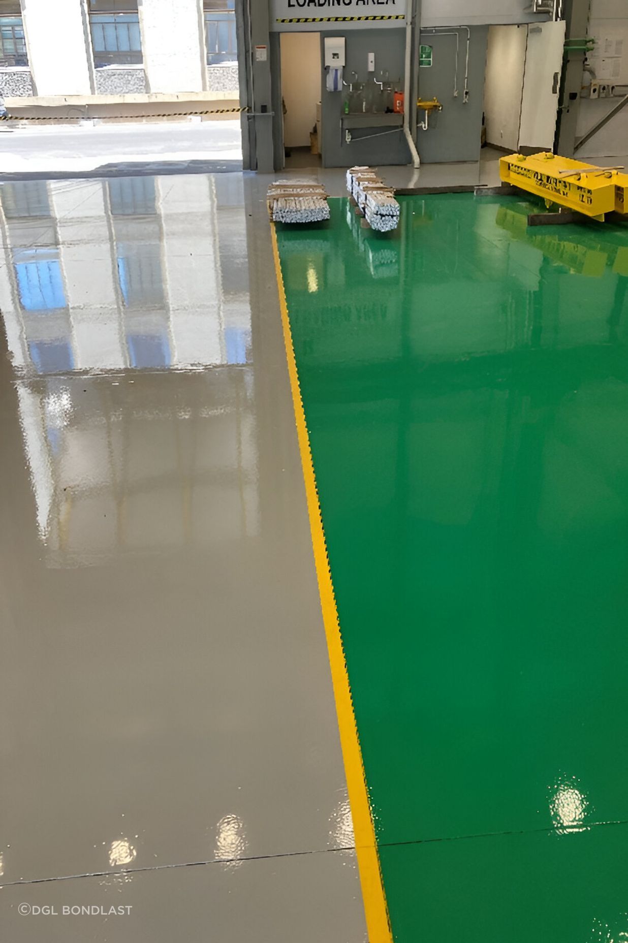 Multiple colours of Surecoat 200 used to demarcate traffic areas in this Christchurch warehouse
