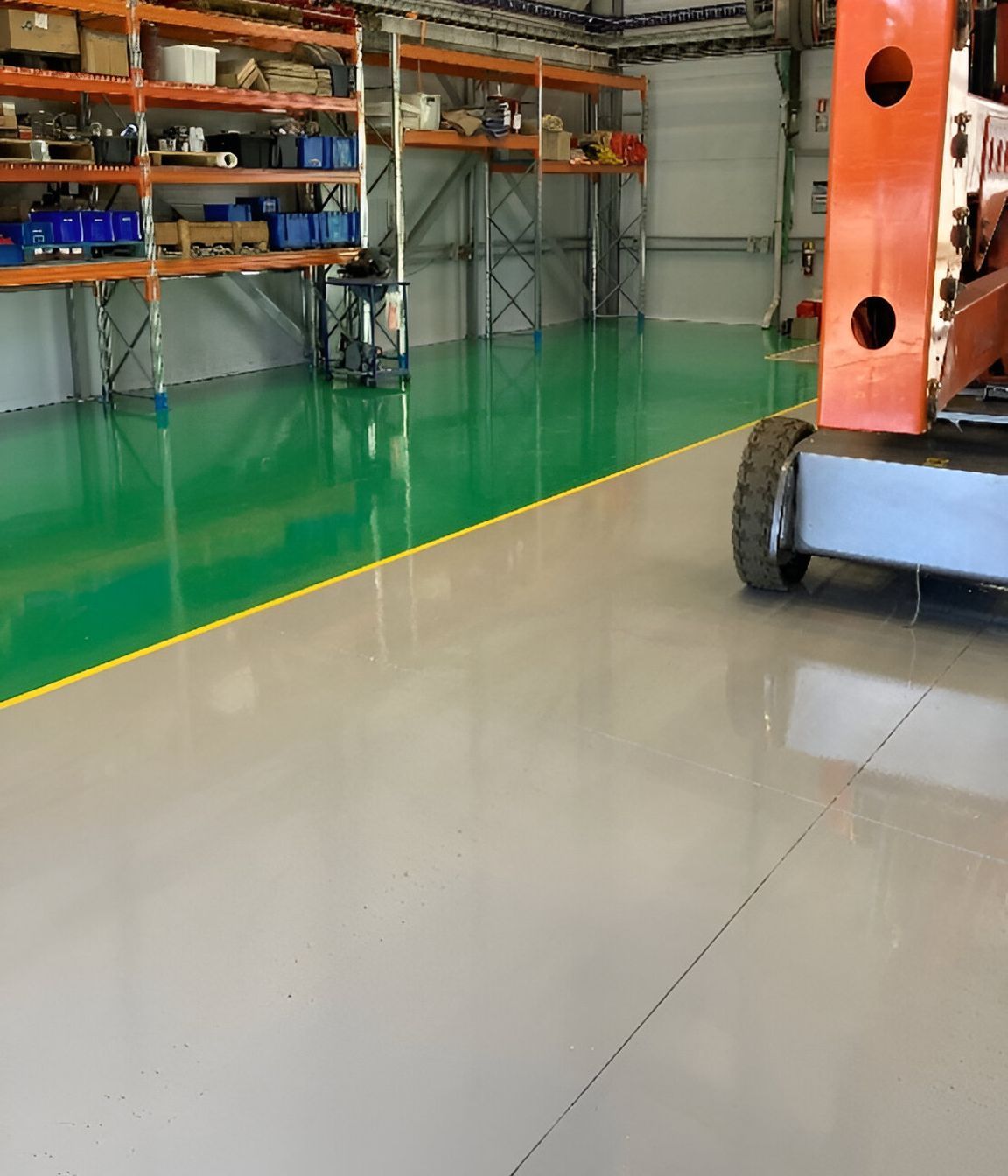 Multiple colours of Surecoat 200 used to demarcate traffic areas in this Christchurch warehouse