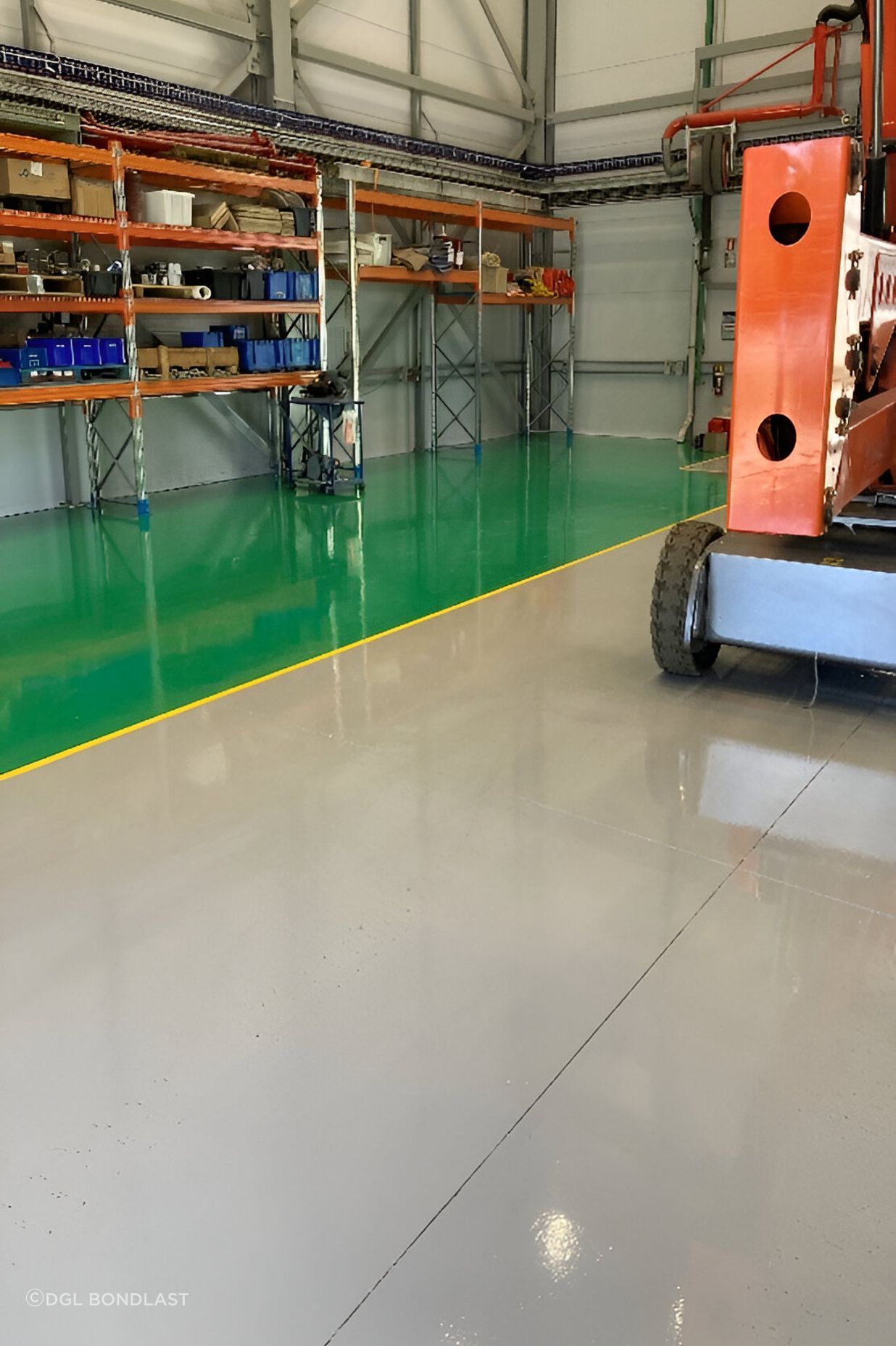 Multiple colours of Surecoat 200 used to demarcate traffic areas in this Christchurch warehouse