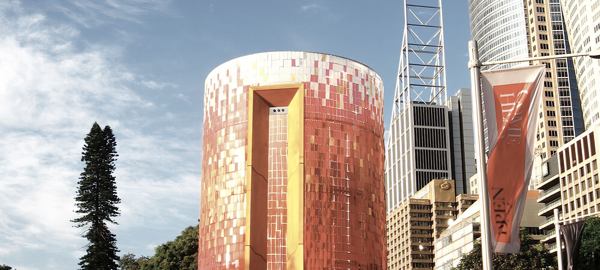 Songlines Art Installation, Conservatorium of Music and Vivid Sydney banner
