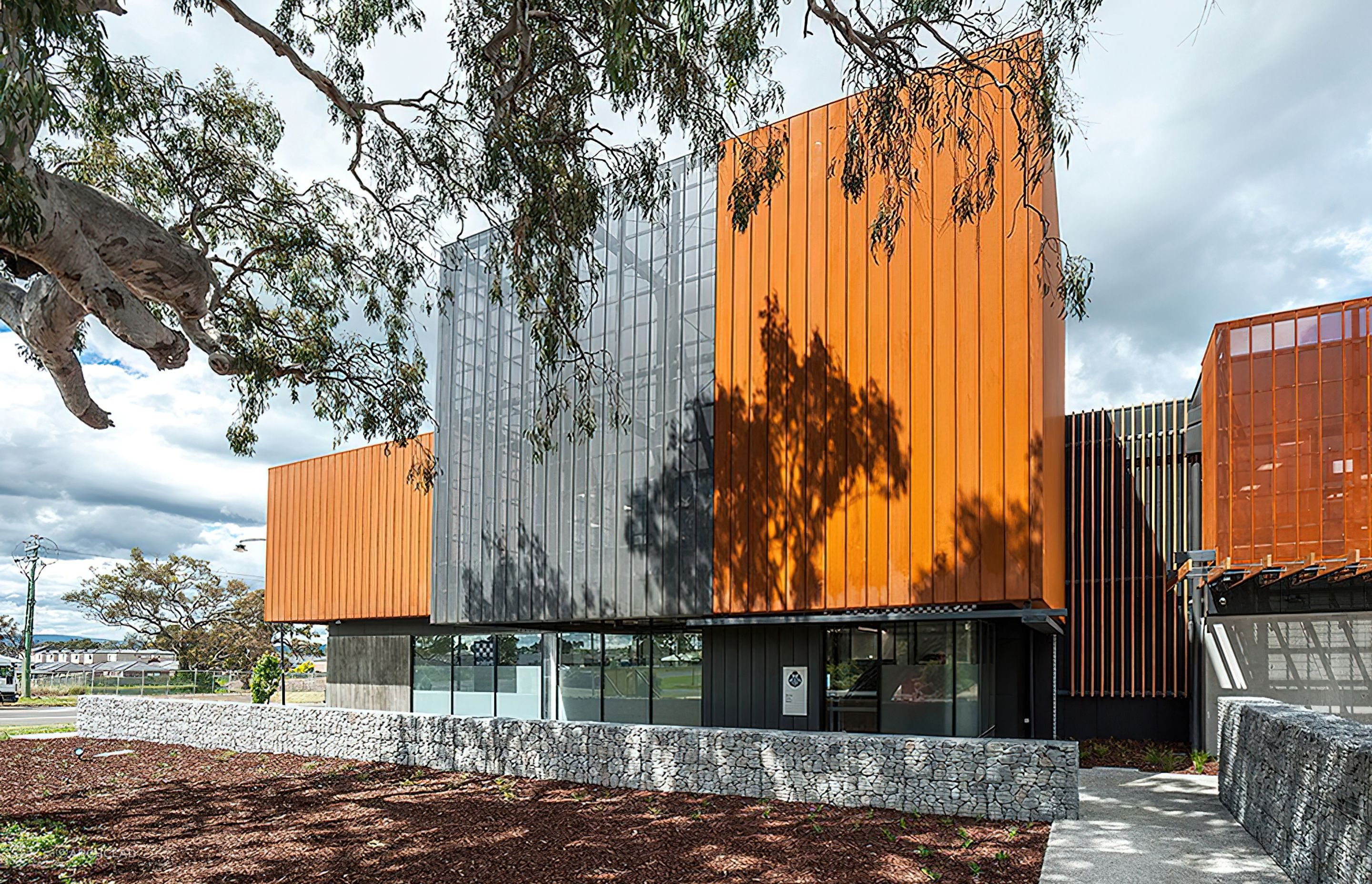 ##Mernda Police Station, Vic - Custom Perforated Corten & Pvdf Satin Black Aluminium