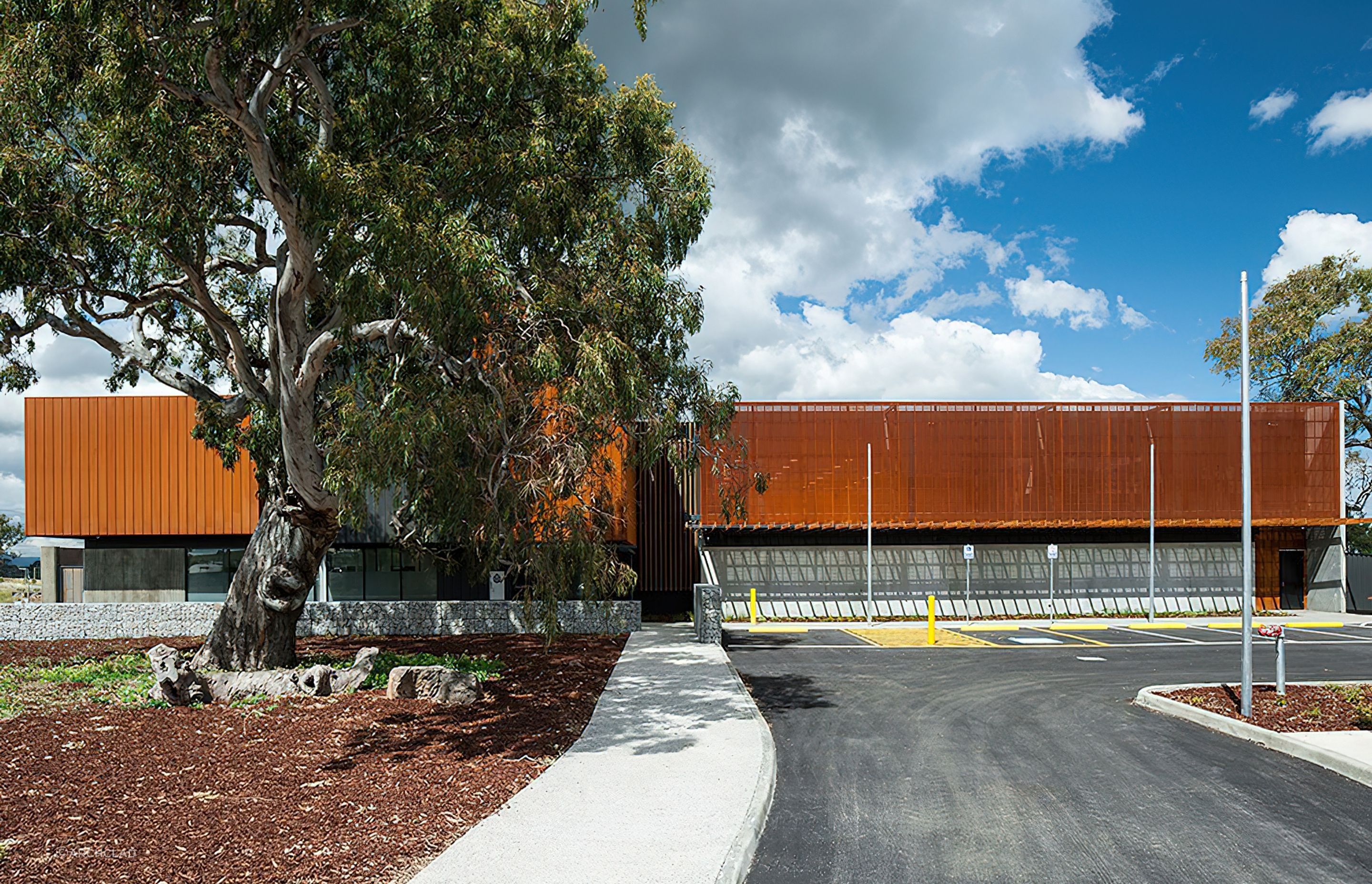 ##Mernda Police Station, Vic - Custom Perforated Corten & Pvdf Satin Black Aluminium