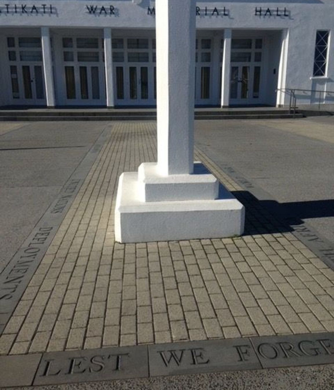 V-cut lettering at Katikati war memorial by Paul Gautron