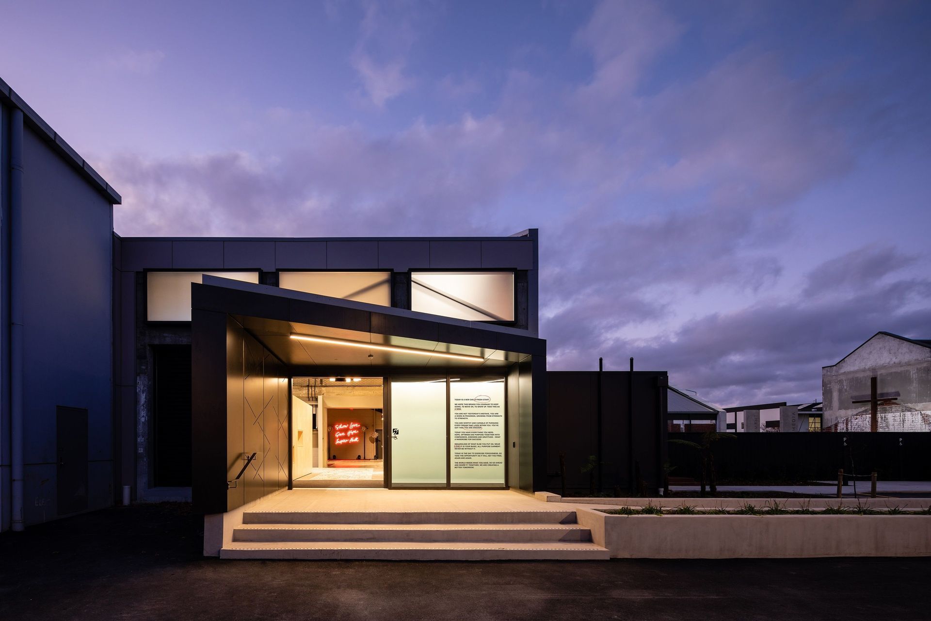  The refurbishment, designed by Sheppard &amp; Rout, maintained the light industrial feel of the buildings while injecting a 'contemporary commercial' vibe into the new elements, giving the building a much more accessible feel.