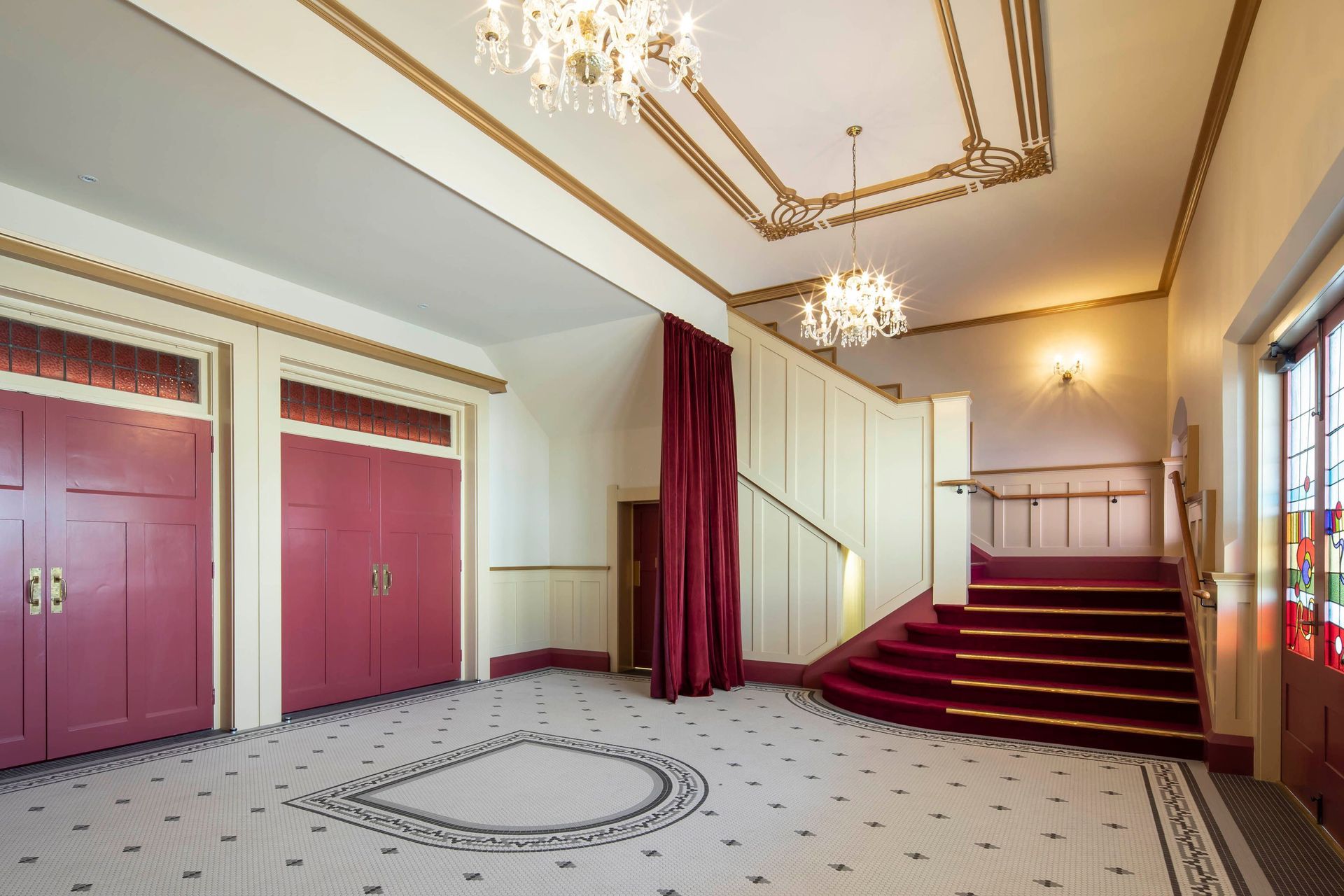 New foundations were required beneath the ground floor foyer, which necessitated the removal of an original tiled floor. New tiles had to be obtained and then laid to replicate the original floor.
