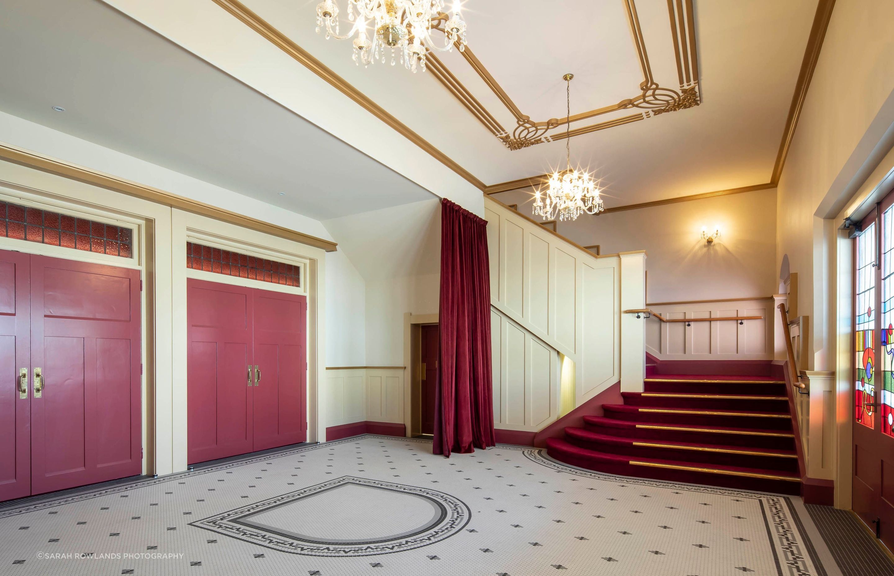 New foundations were required beneath the ground floor foyer, which necessitated the removal of an original tiled floor. New tiles had to be obtained and then laid to replicate the original floor.