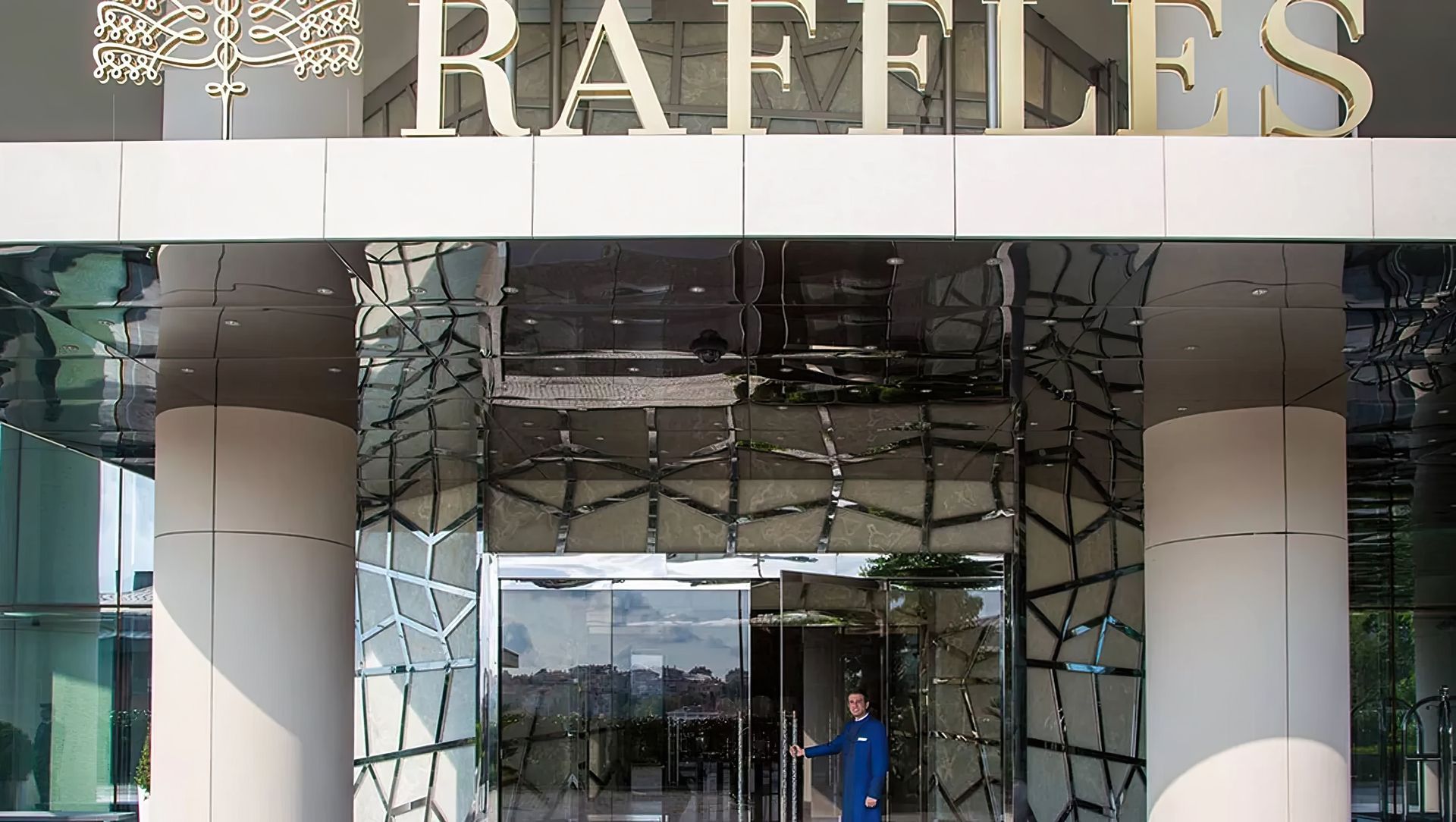 Raffles Hotel – Jewel Box Entrance Enhanced by Lamina Stone banner