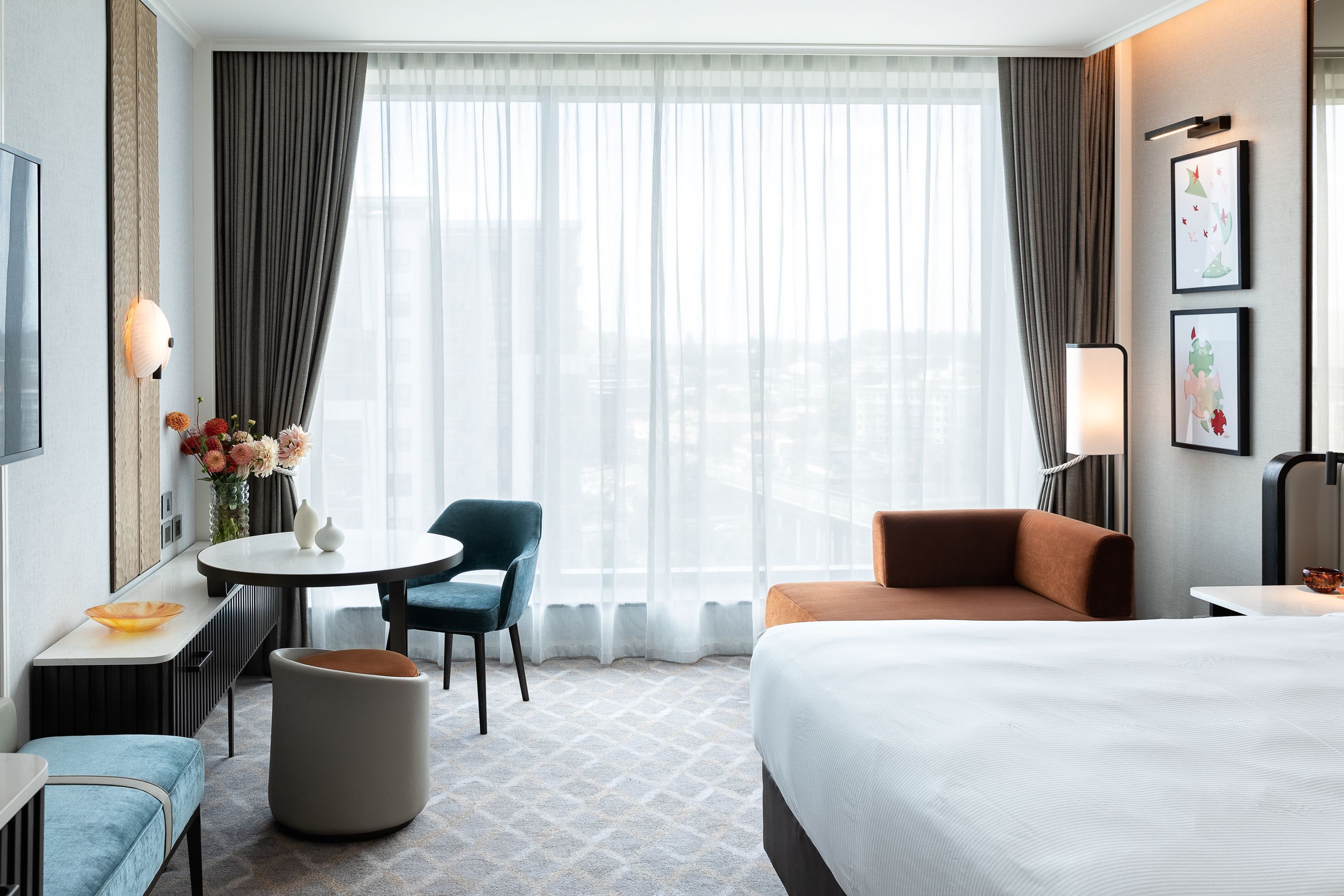 Colour and texture play a big part in 'grounding' the spaces and connecting them with the exterior landmarks.