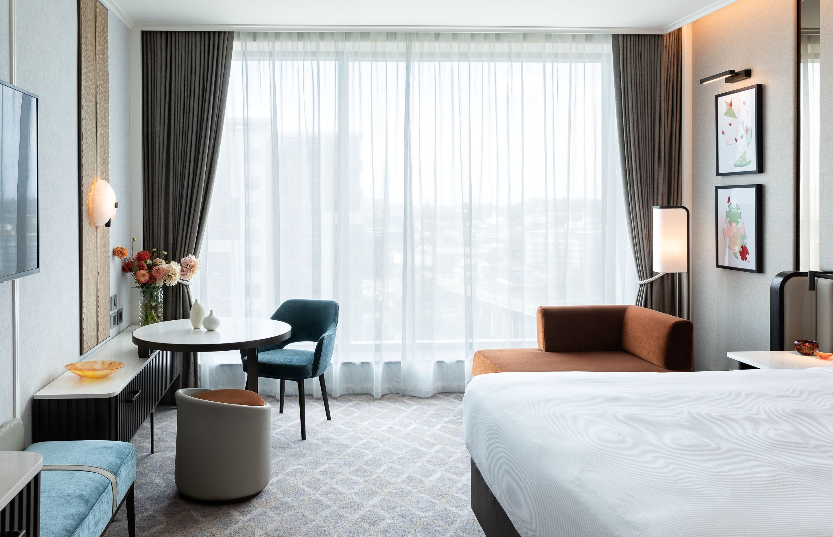 Colour and texture play a big part in 'grounding' the spaces and connecting them with the exterior landmarks.