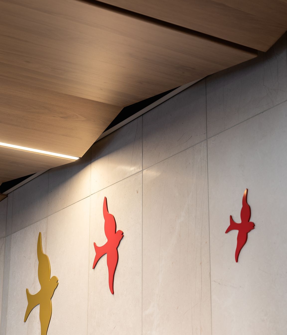 The gallery walkway between the two buildings features a range of local artists' work.  This artwork is by Lonnie Hutchison.
