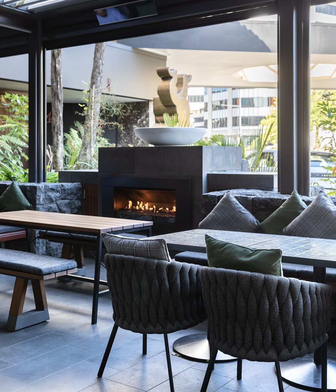 The bar's outdoor space.