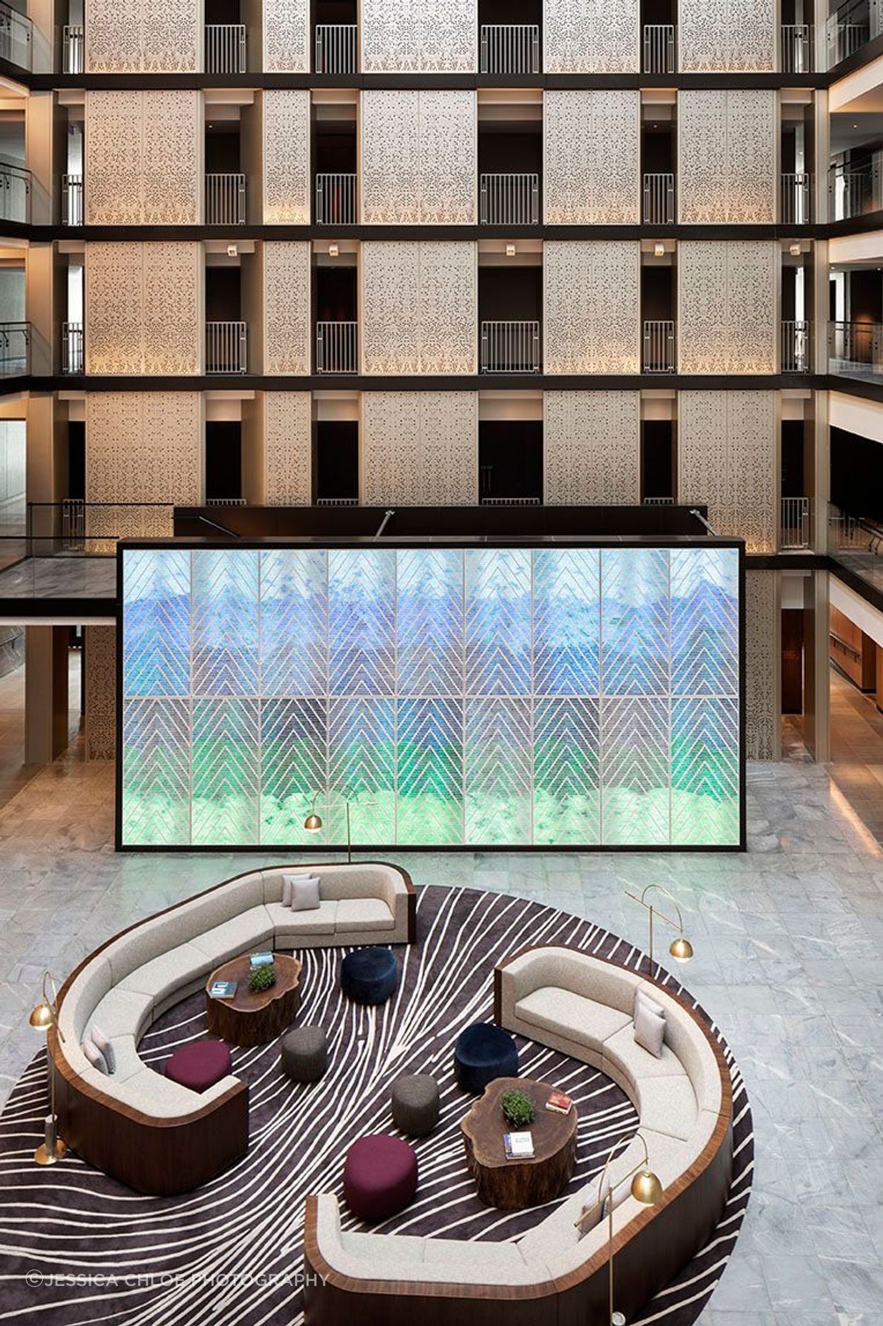 Lobby offers art and awe in scale of the space