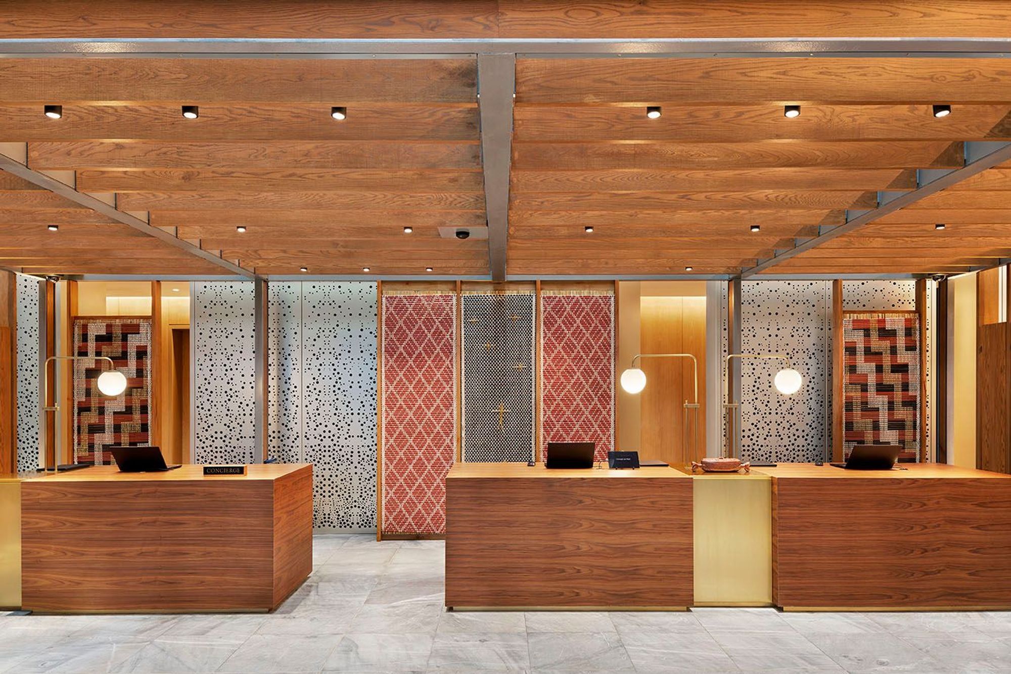 Concierge adorned with Beronia Scott panels
