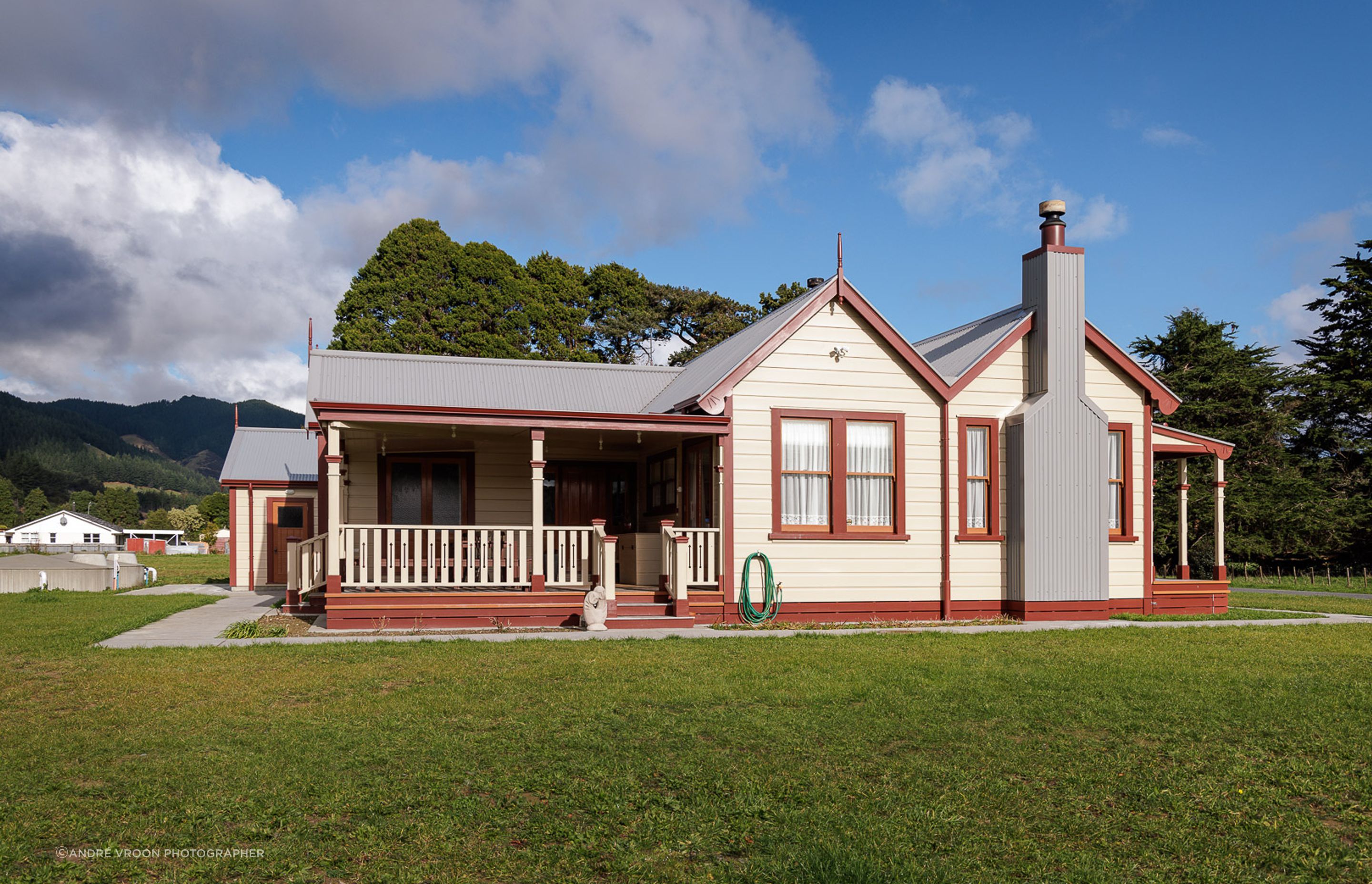 Side view of restored home.