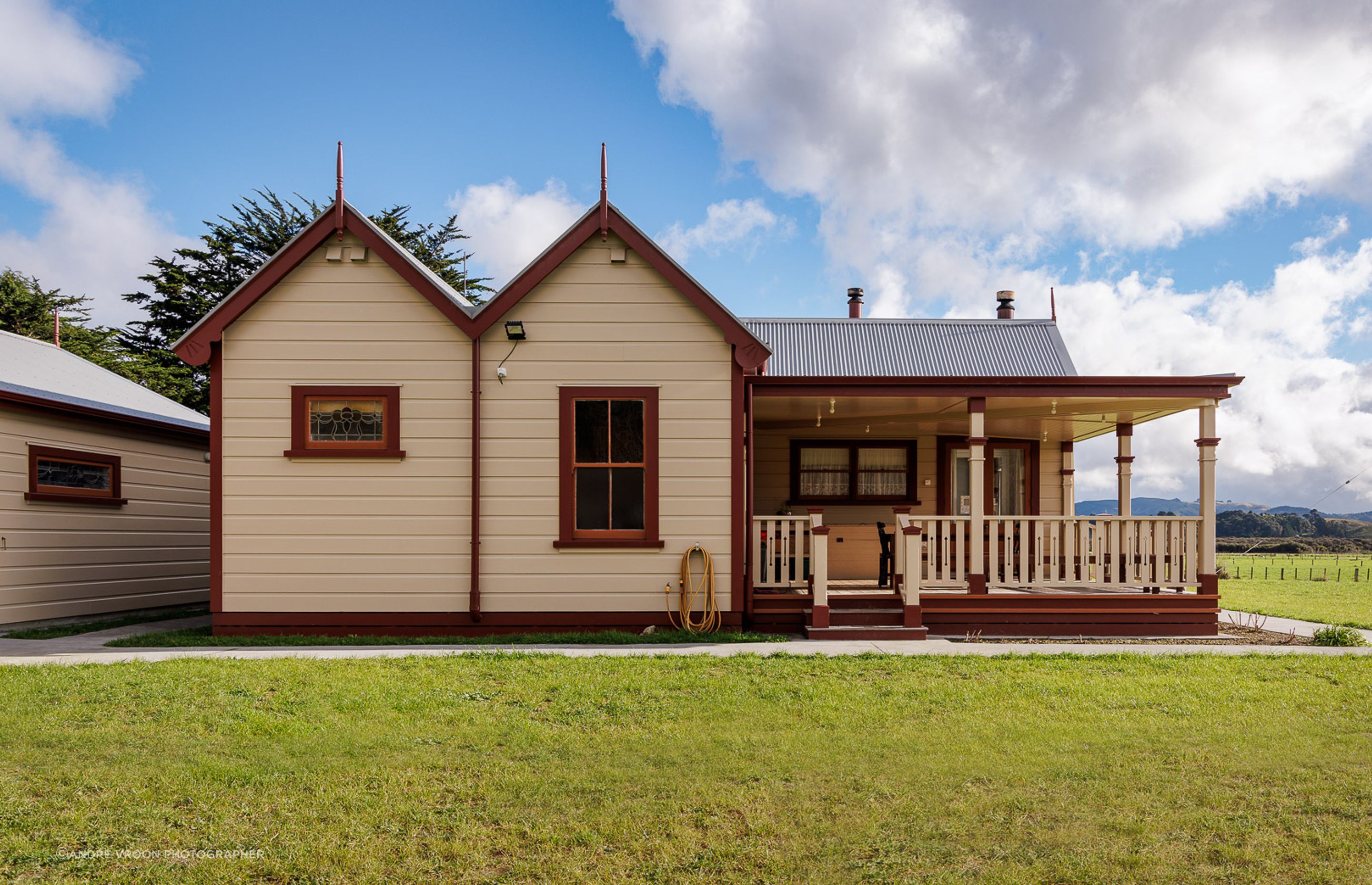 Back view of restored home.