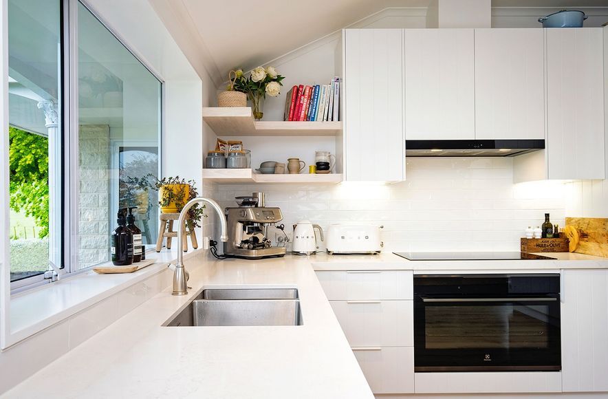 Marble & White, with a hint of Timber for warmth