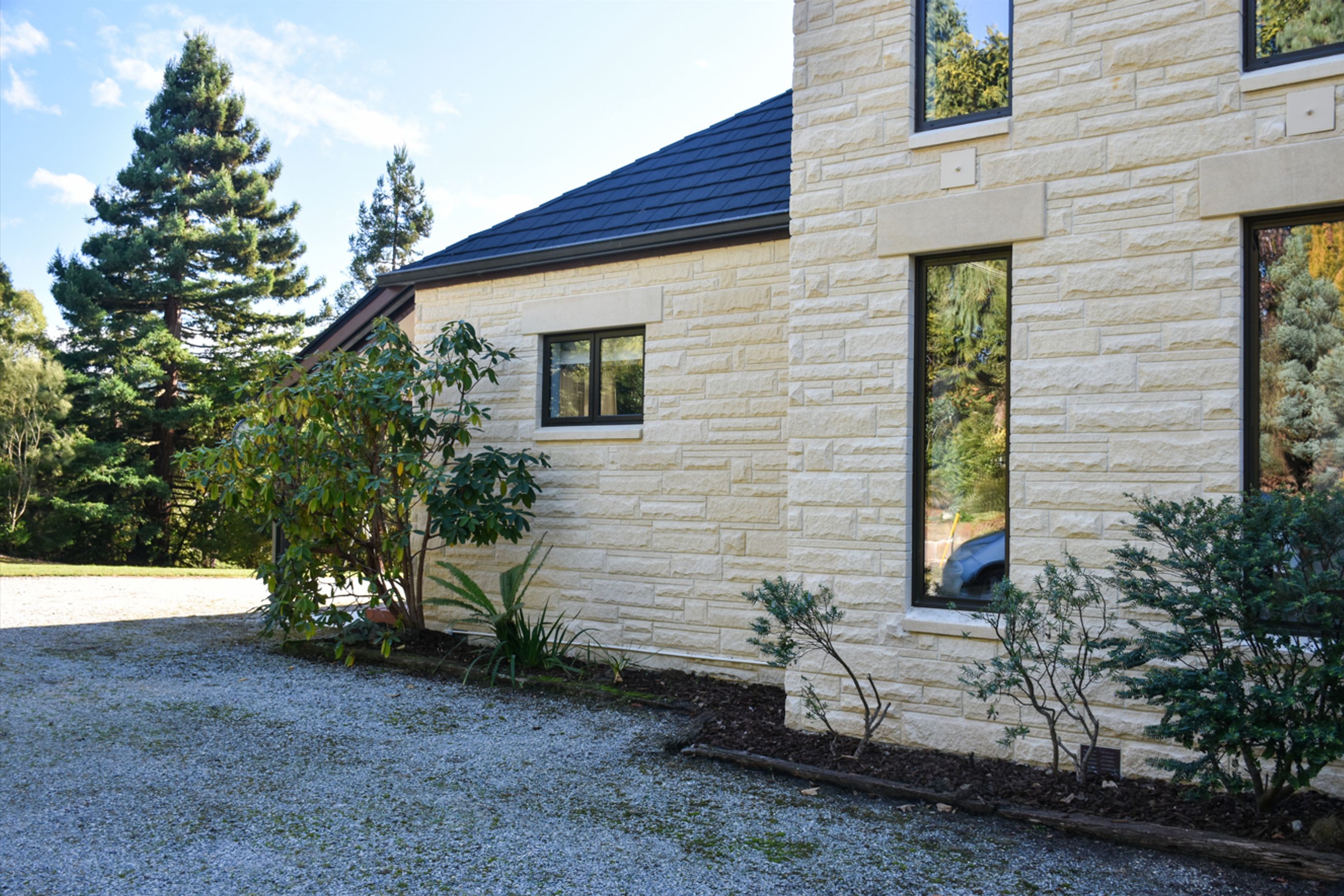 Cleaned/Restored Oamaru stonework and double-glazed windows - courtyard, view towards the driveway