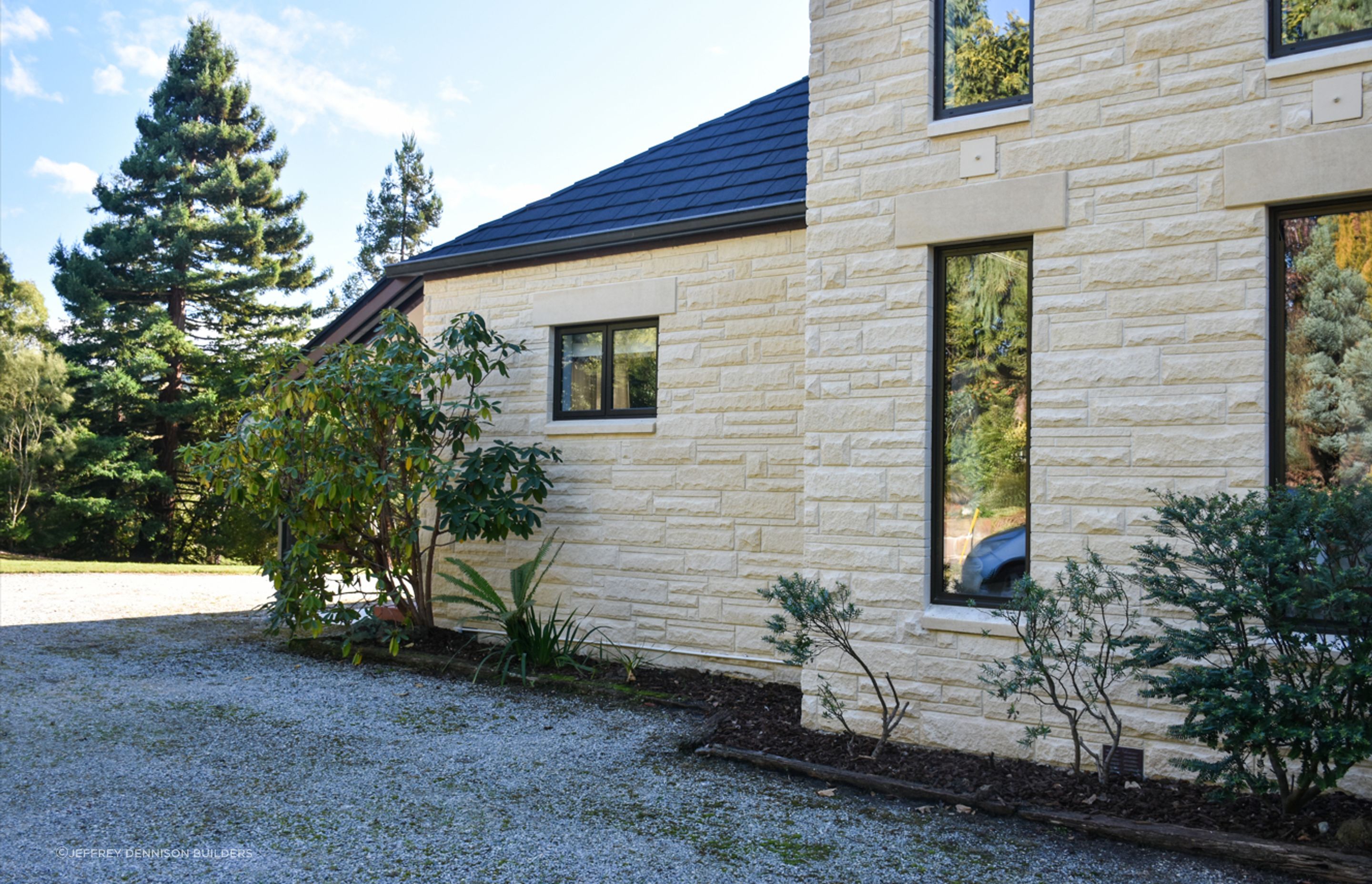 Cleaned/Restored Oamaru stonework and double-glazed windows - courtyard, view towards the driveway