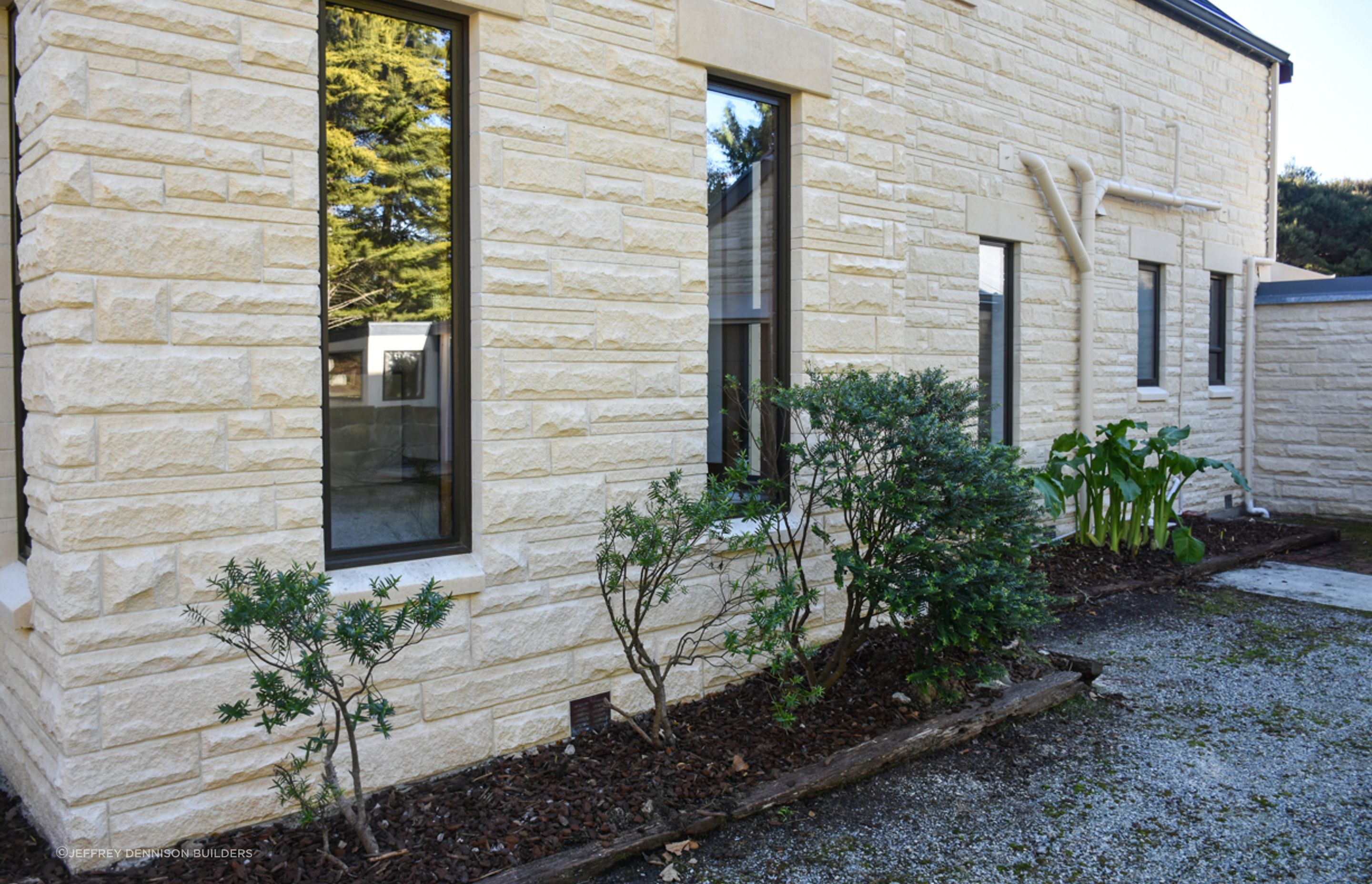 Cleaned/Restored Oamaru stone work and new double-glazed windows- courtyard