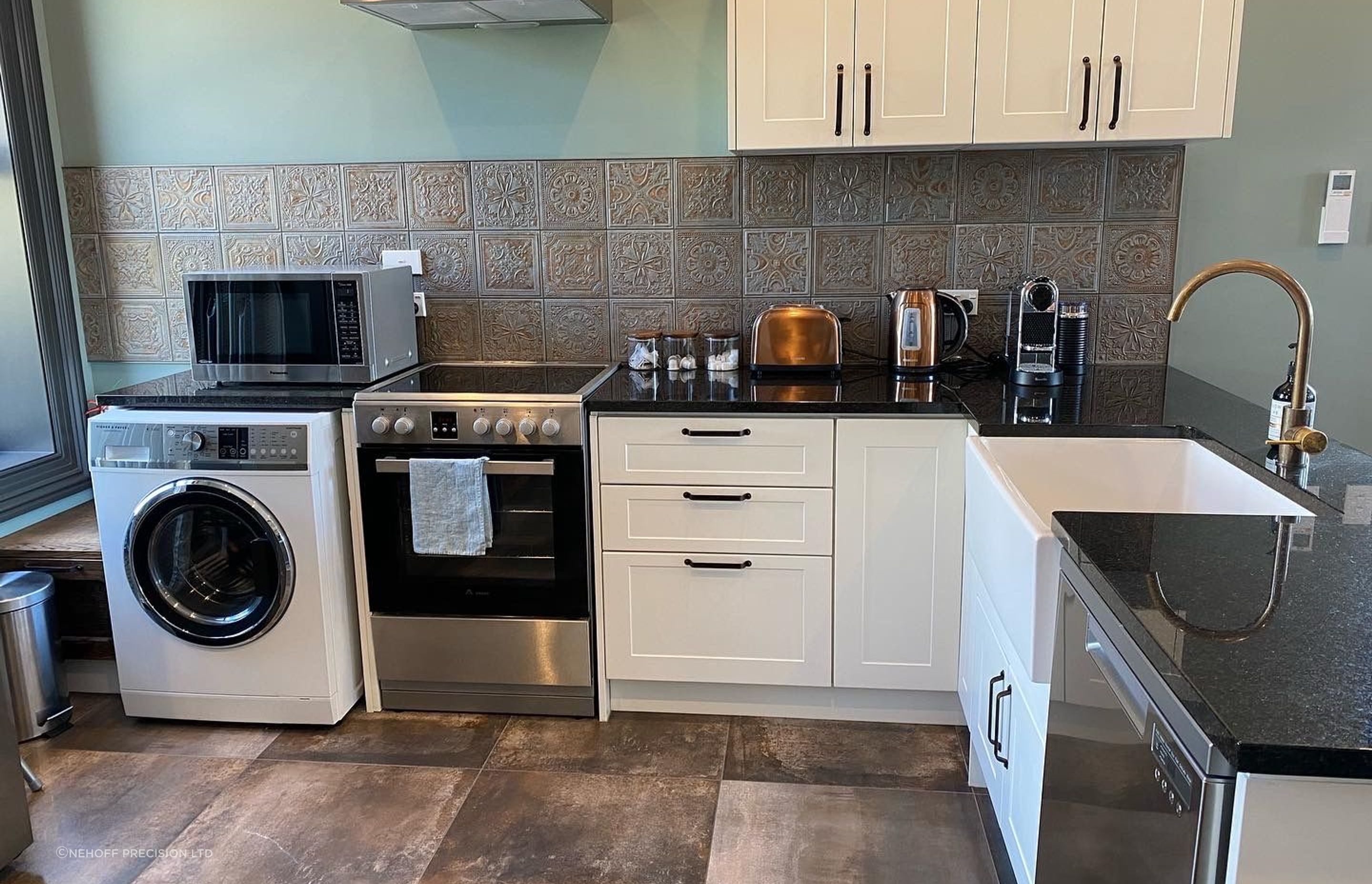 Tiled Kitchen Floor and  Splashback