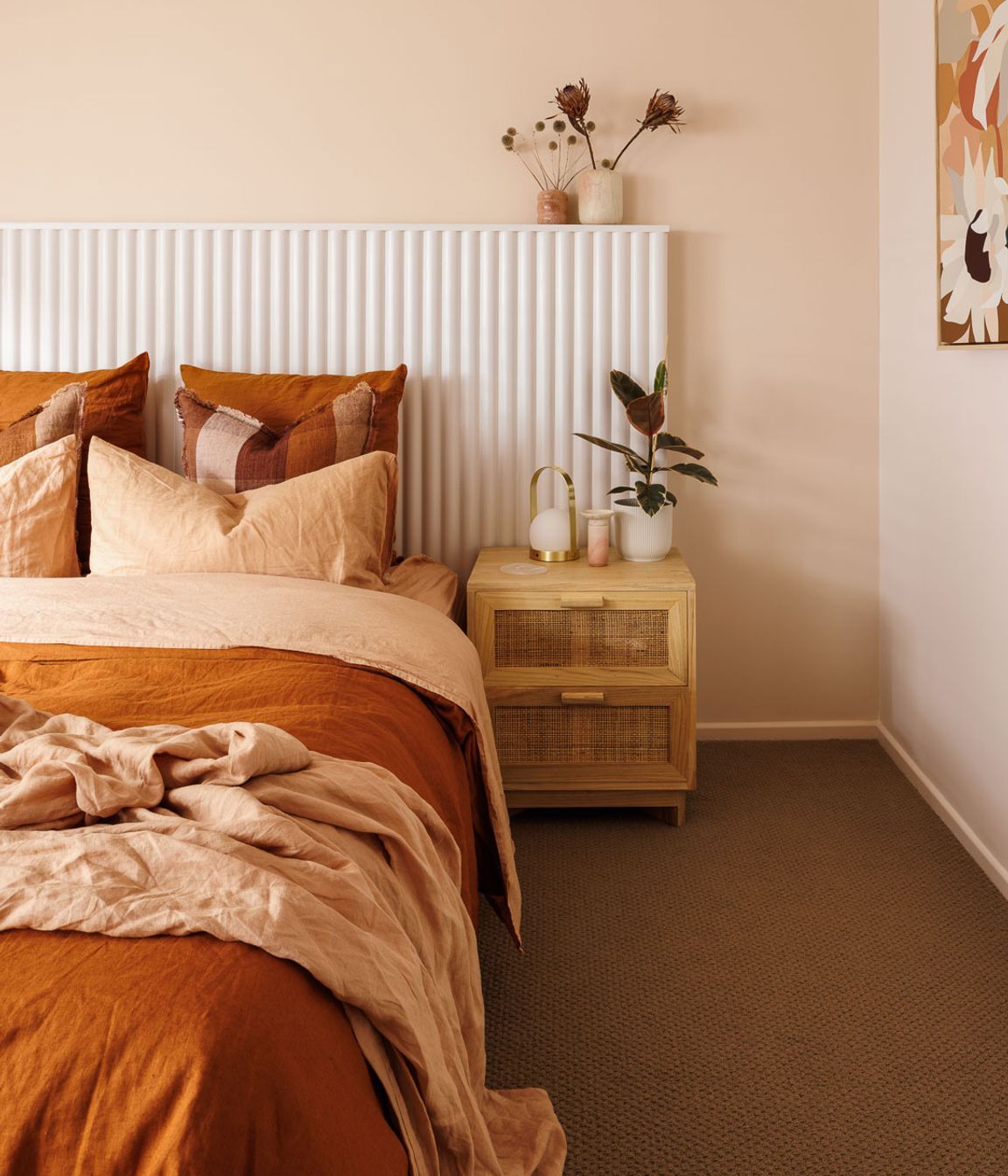 Comforting Warm Toned Bedroom - Your Exhale Design