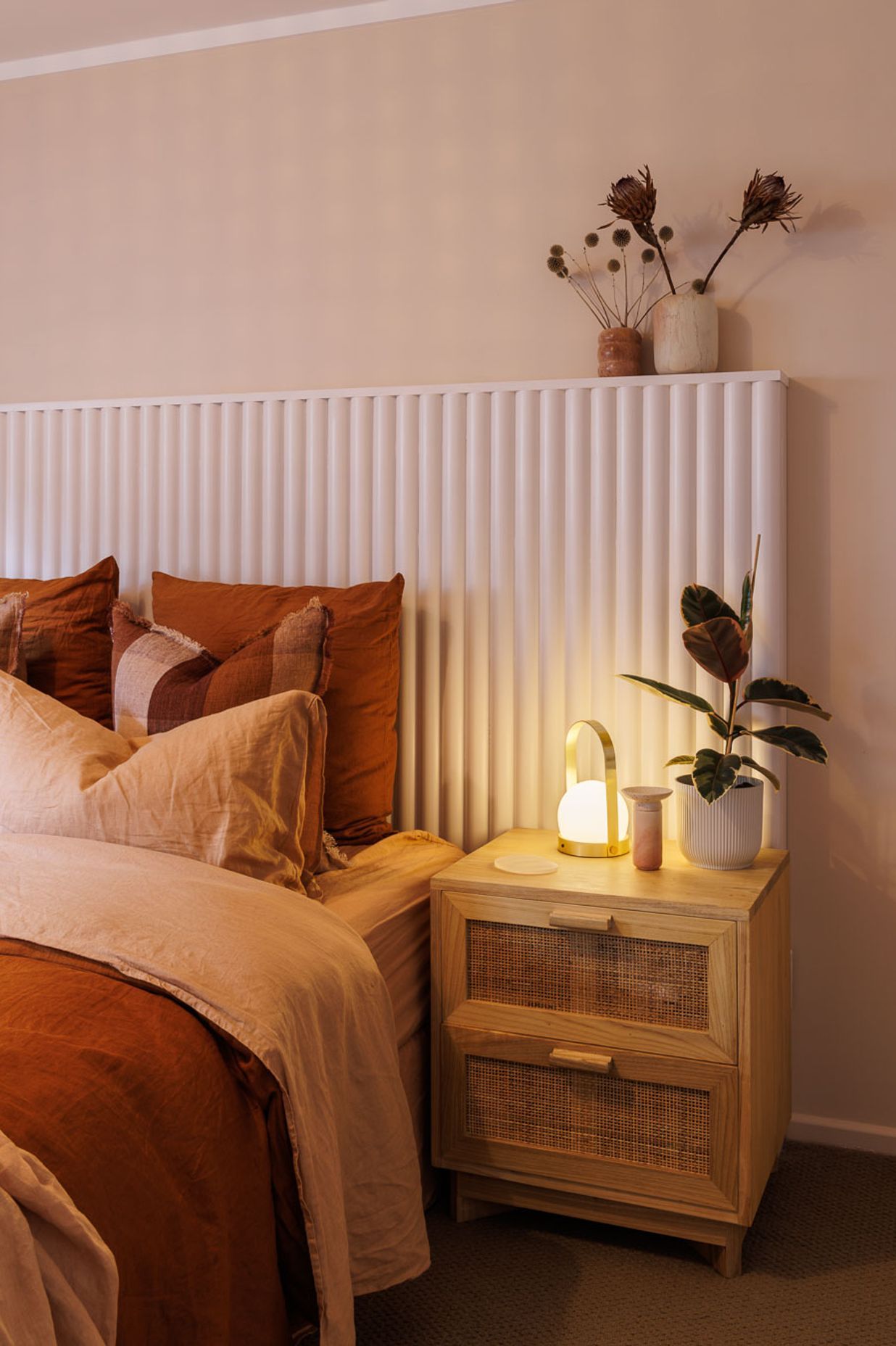 Comforting Warm Toned Bedroom - Your Exhale Design