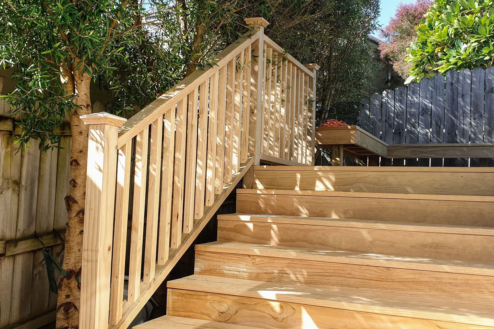 Pine deck and stairs