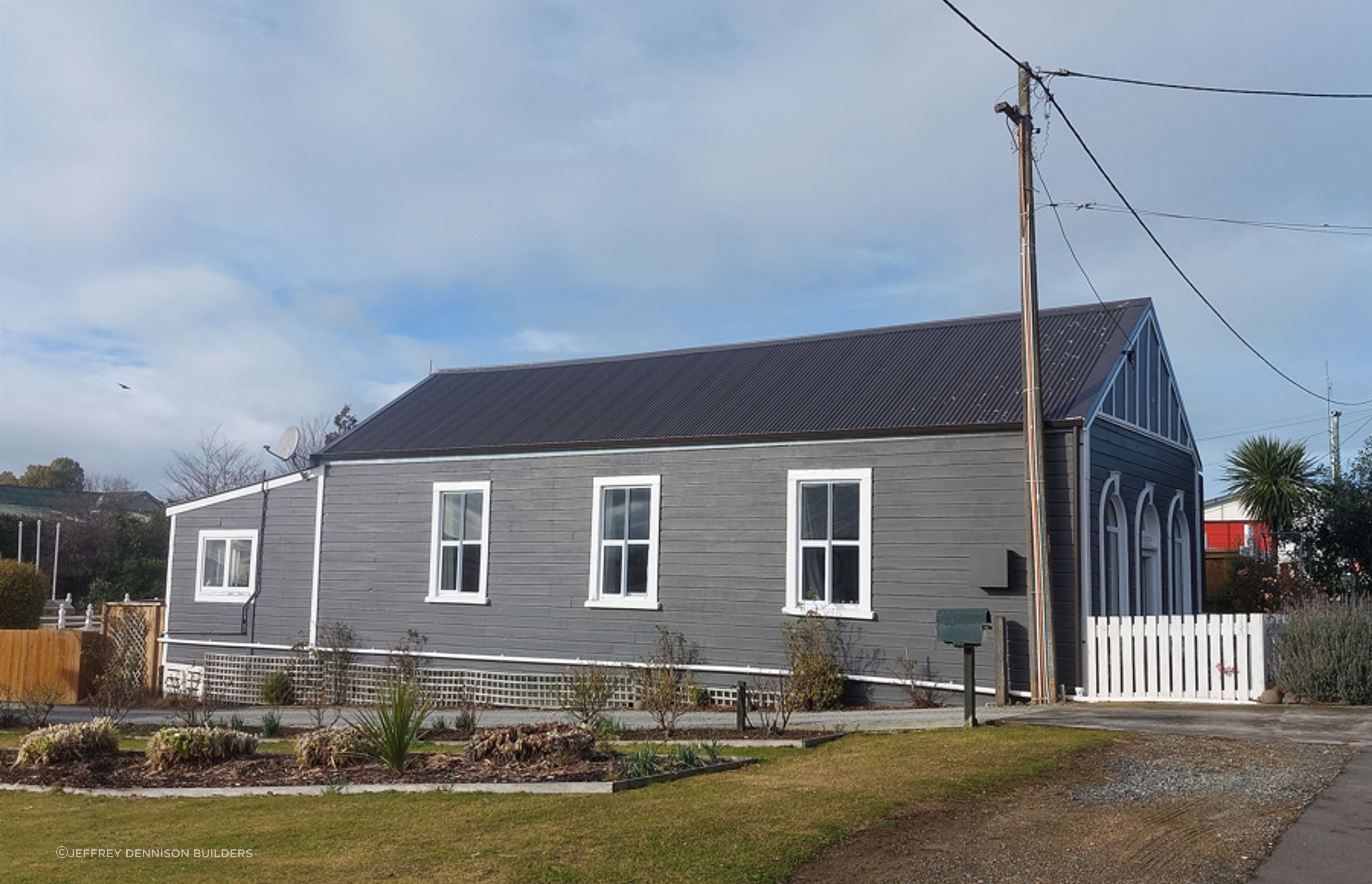 Completion of roofing looking eastward