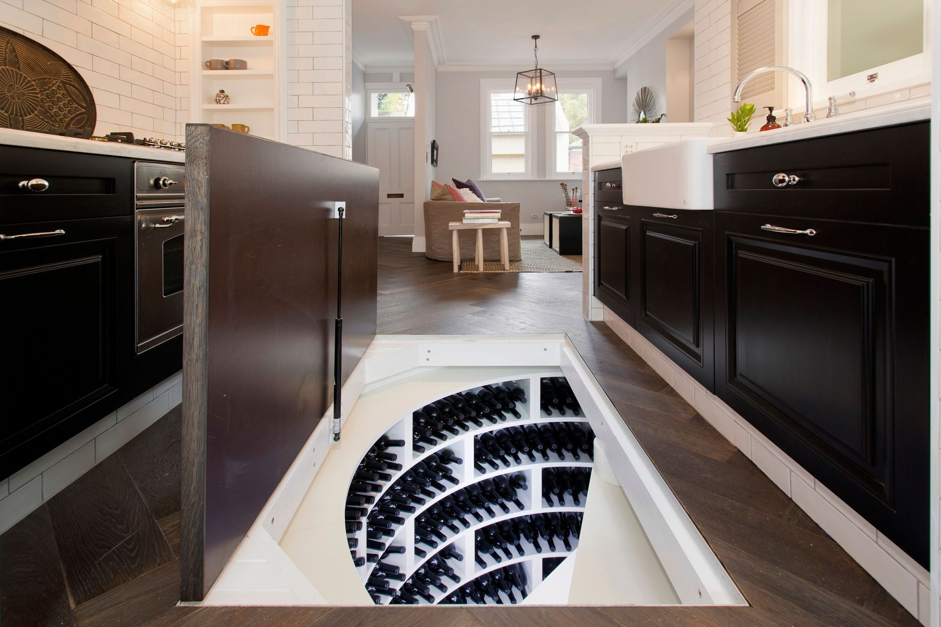 Hidden wine cellar below ground