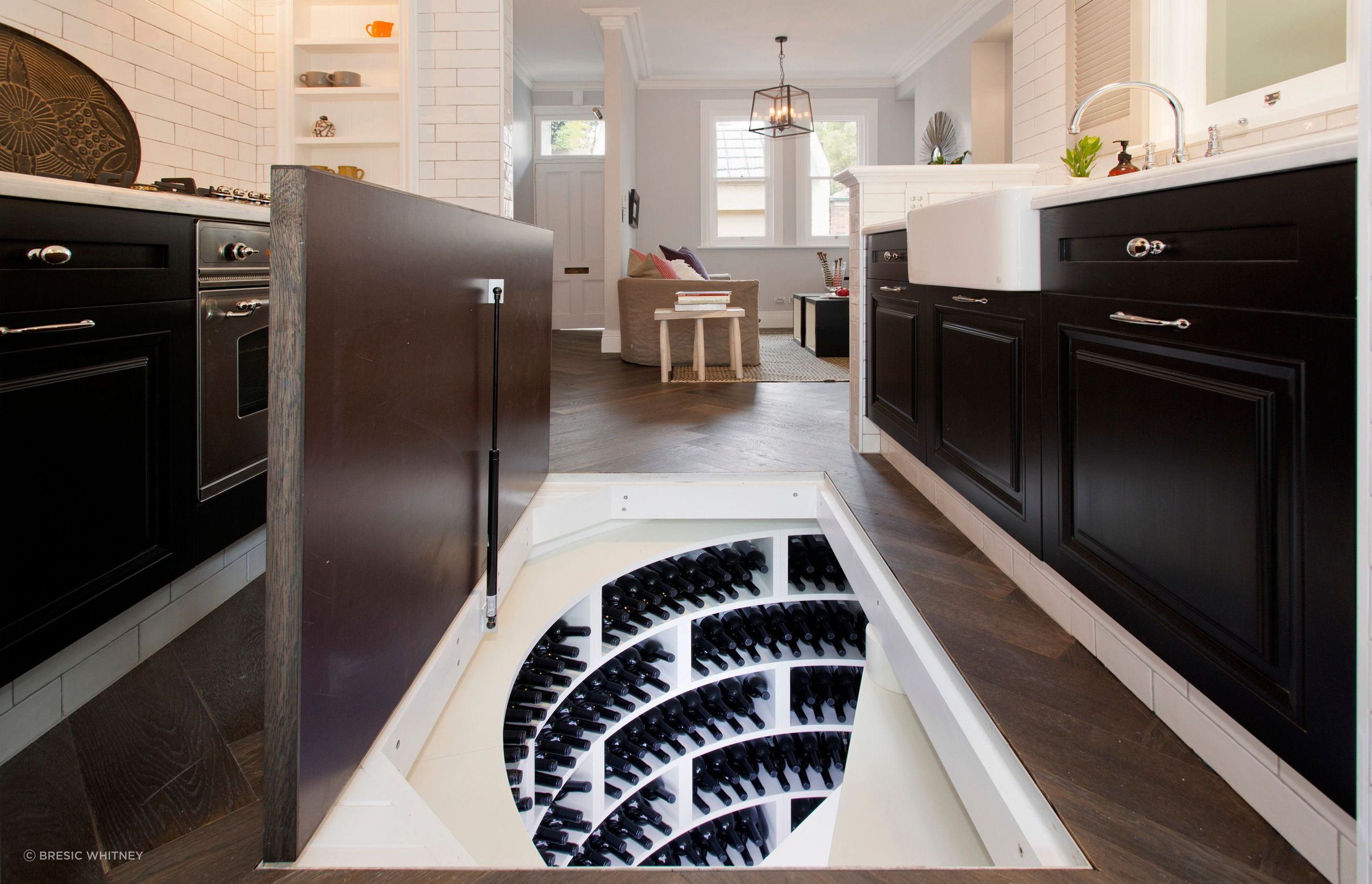 Hidden wine cellar below ground
