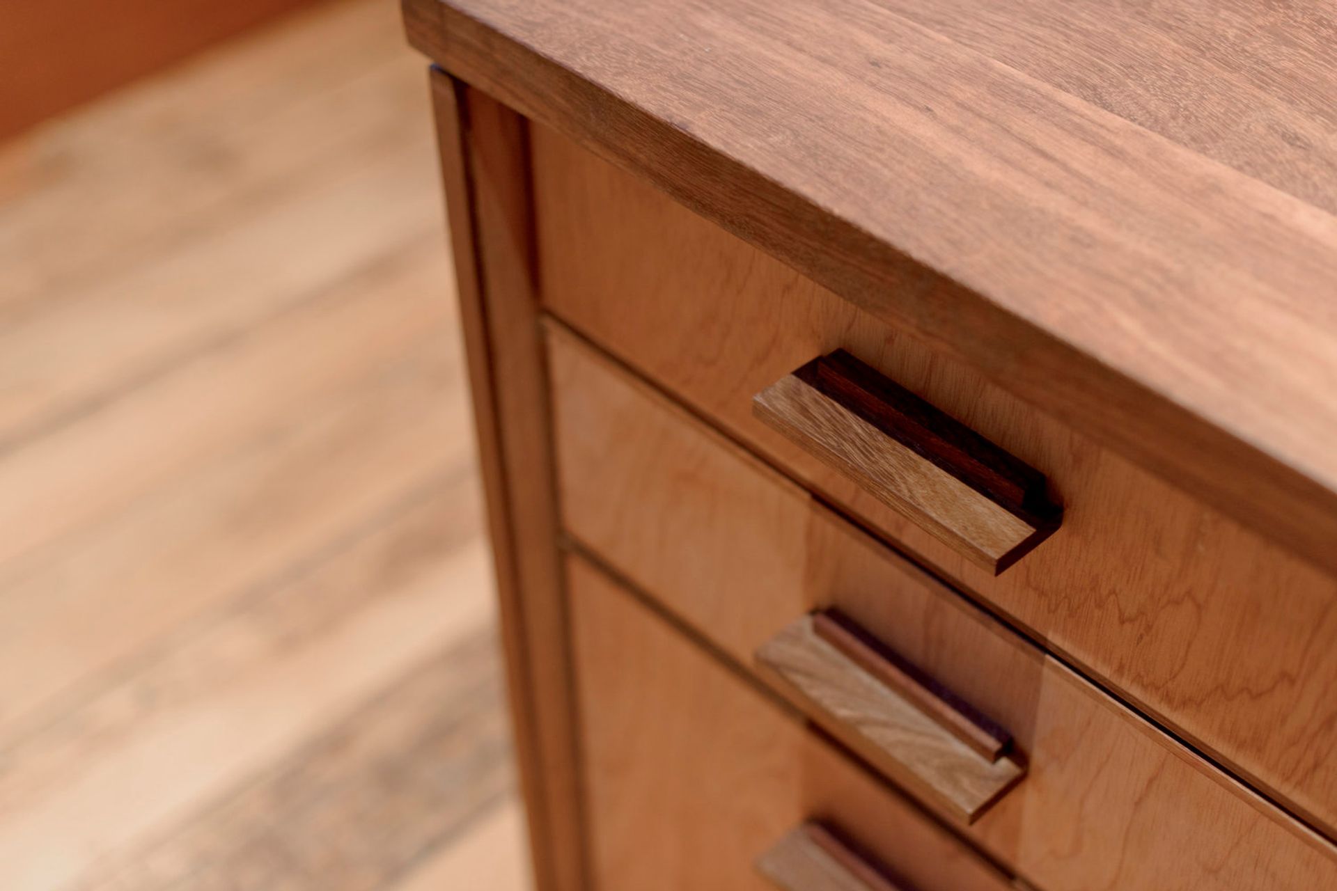 Black Bean desk & custom handles detail shot
