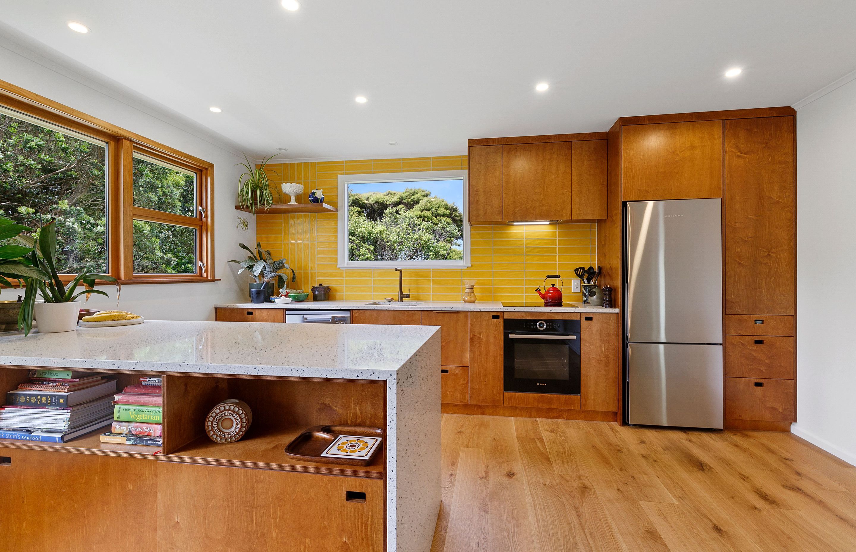 A Kitchen and Bathroom Renovation with 70s Influence