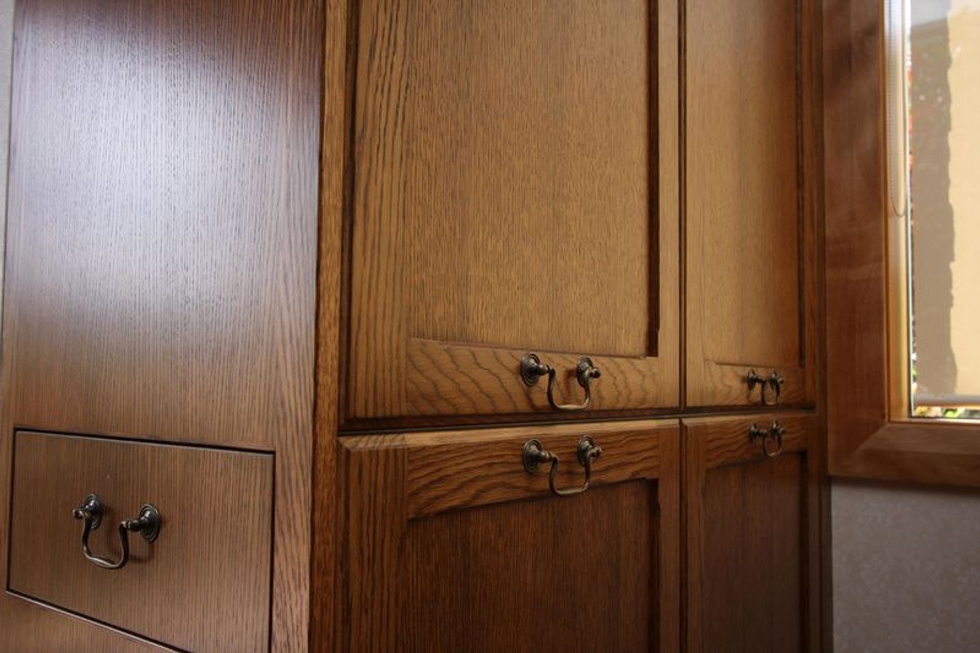 A close up of the joinery showing a merging of styles