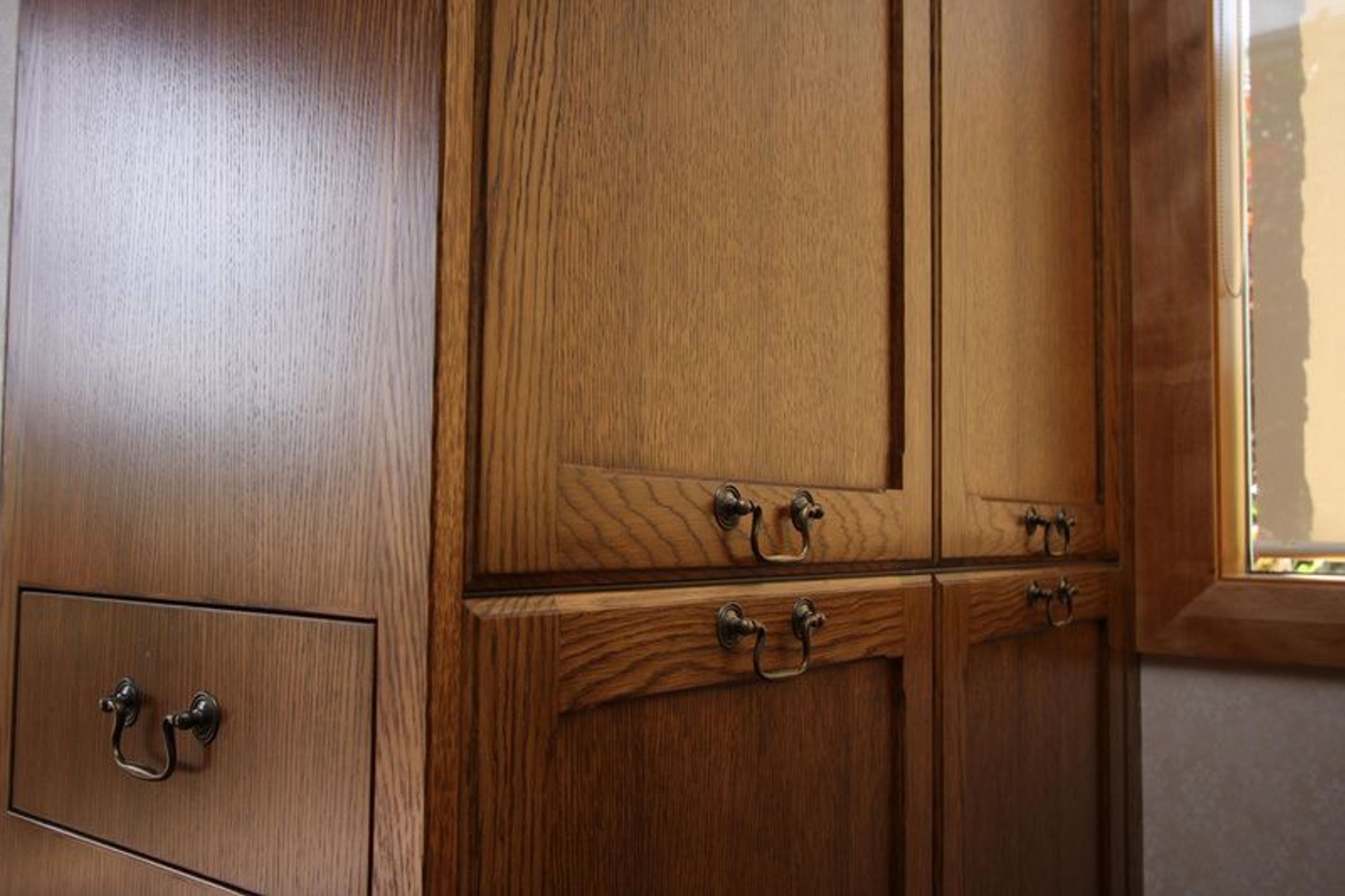 A close up of the joinery showing a merging of styles