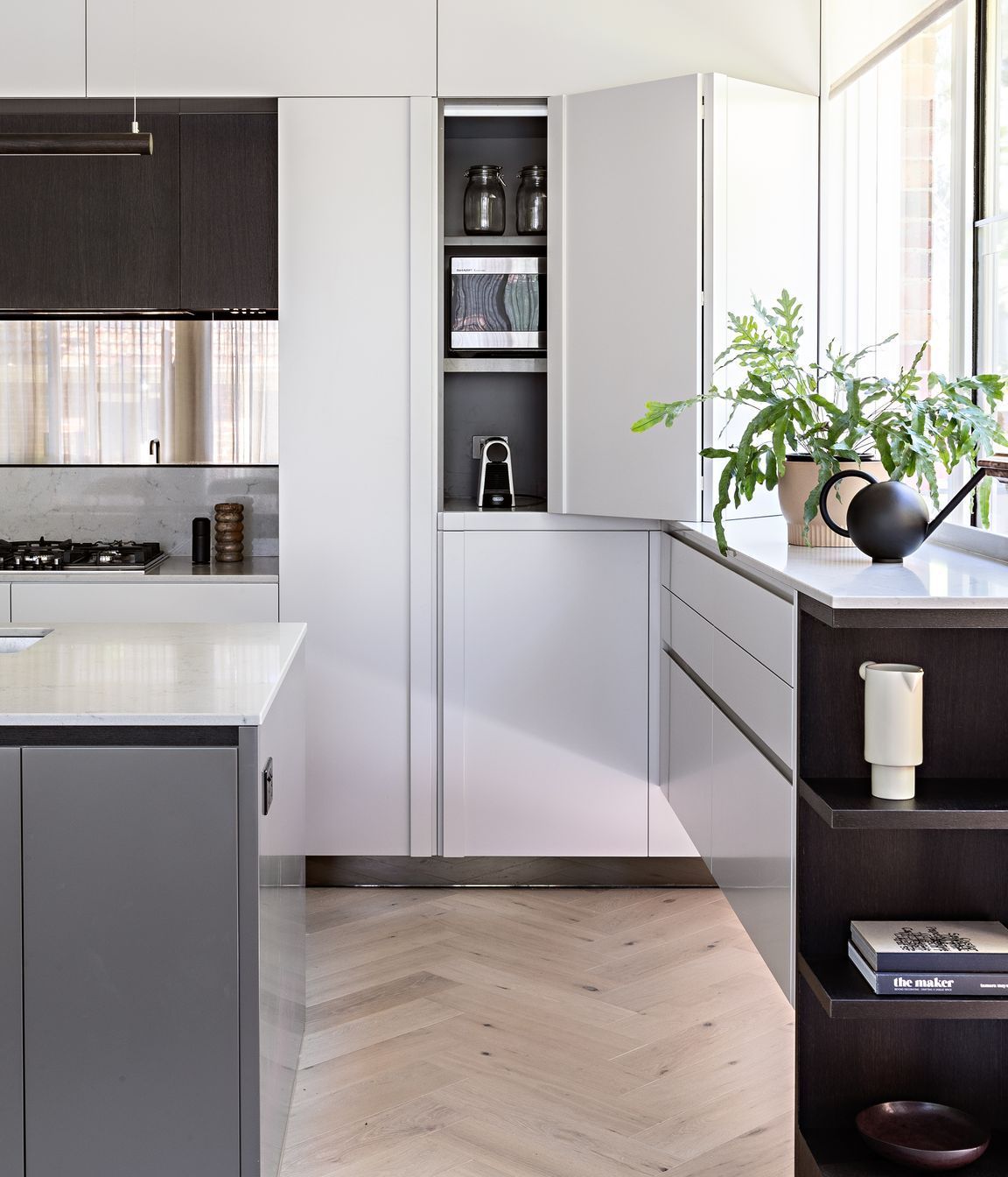 Kitchen - hidden appliances cupboard